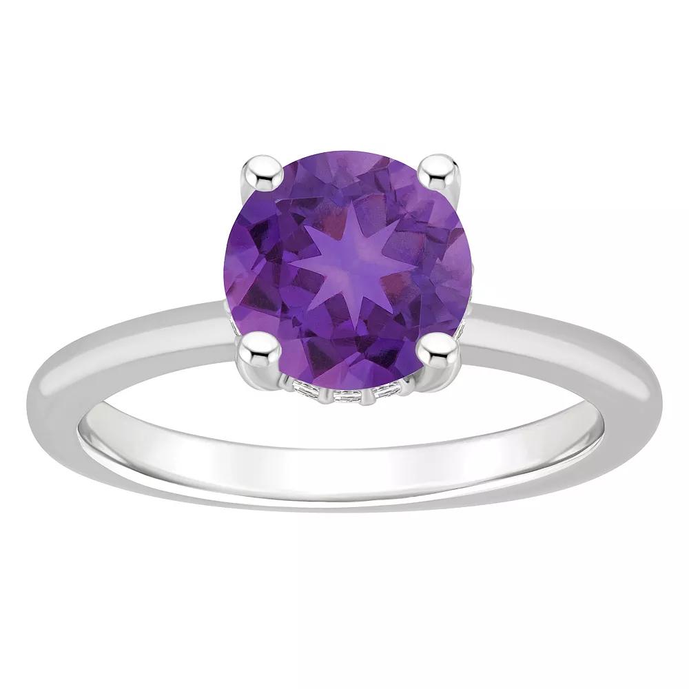 Alyson Layne 14k White Gold Round Amethyst & Diamond Accent Ring, Women's, Size: 6 Product Image