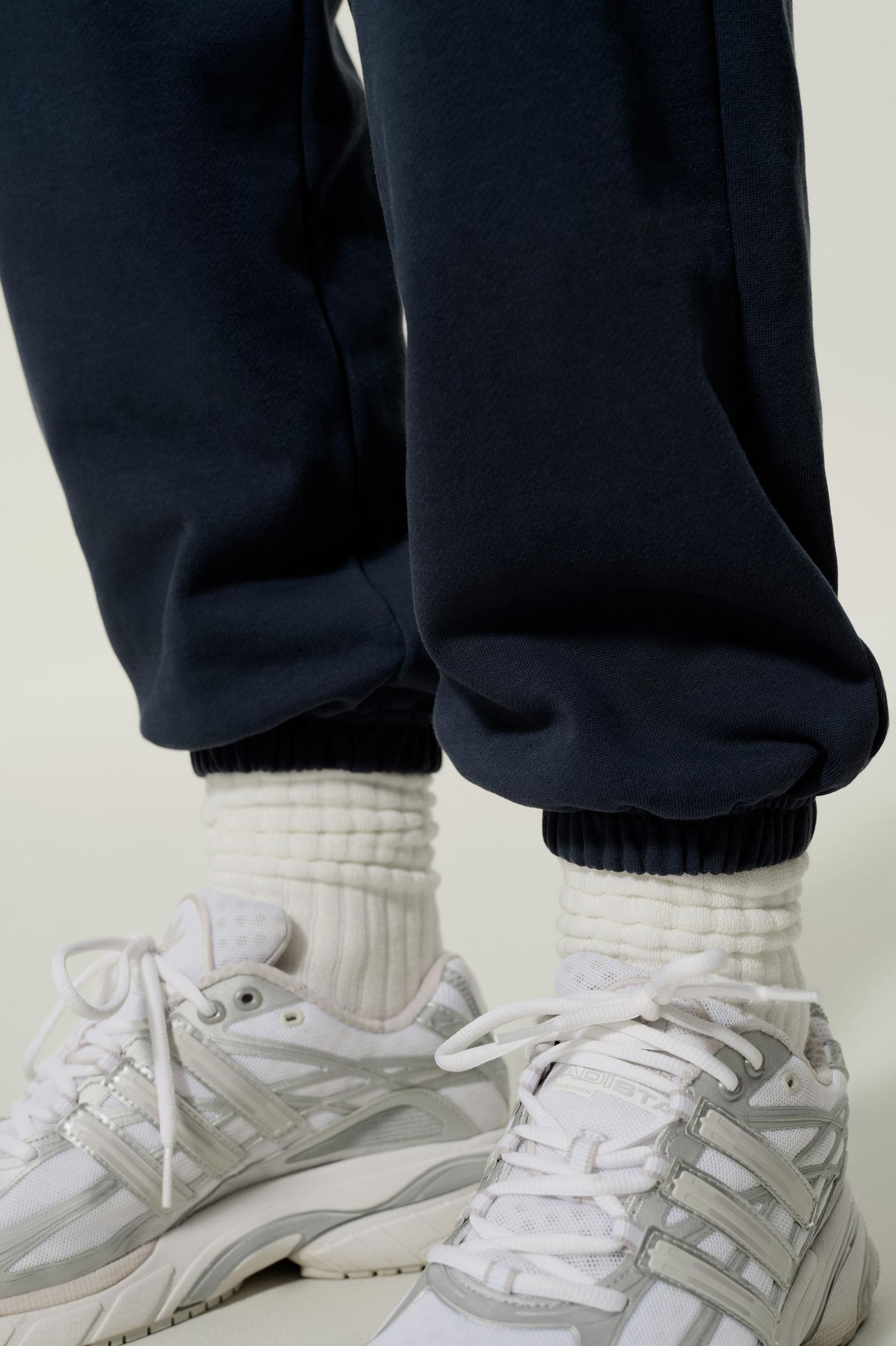 LILYSILK Women's Silk-Infused Cotton Relaxed Fit Cuffed Joggers, Navy, XS Product Image