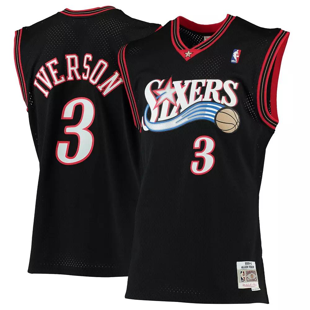 Men's Mitchell & Ness Allen Iverson Black Philadelphia 76ers 2000/01 Hardwood Classics Swingman Jersey,  Product Image