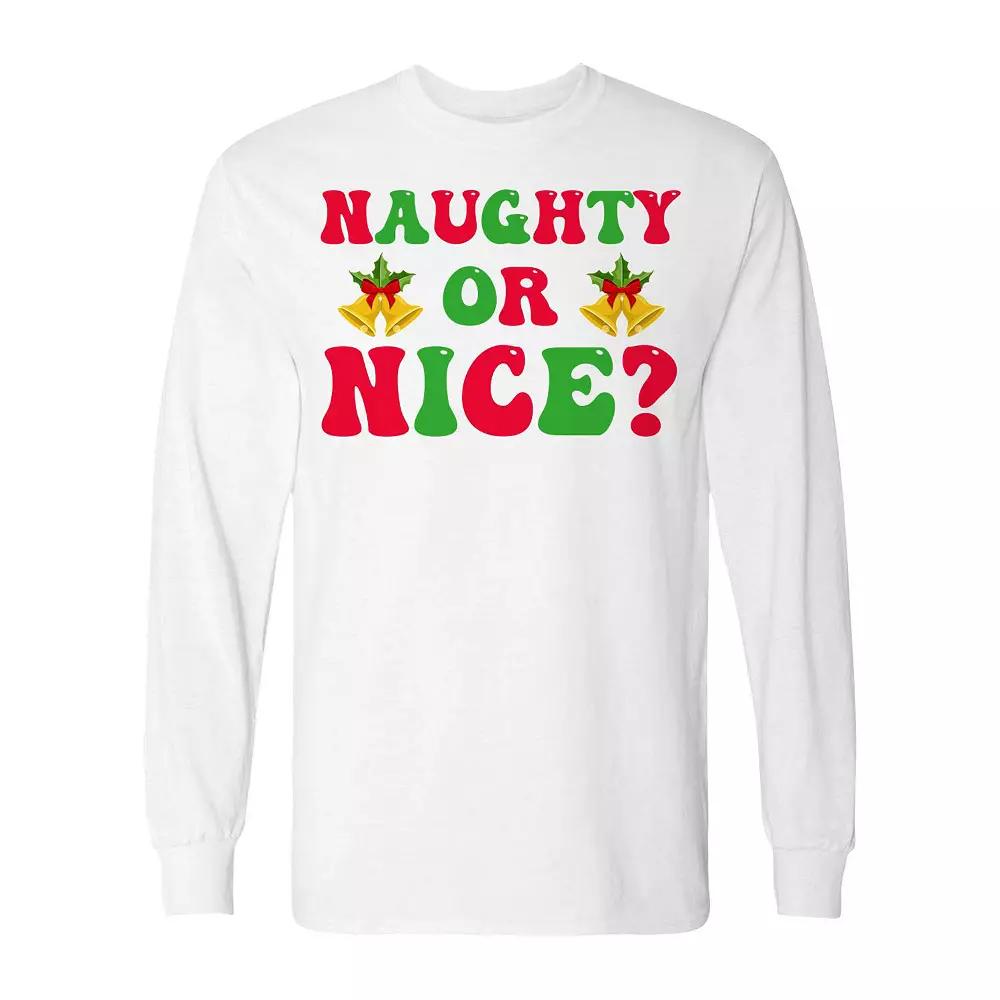 Men's Christmas Naughty Or Nice Long Sleeve Graphic Tee, Adult Unisex,  Product Image