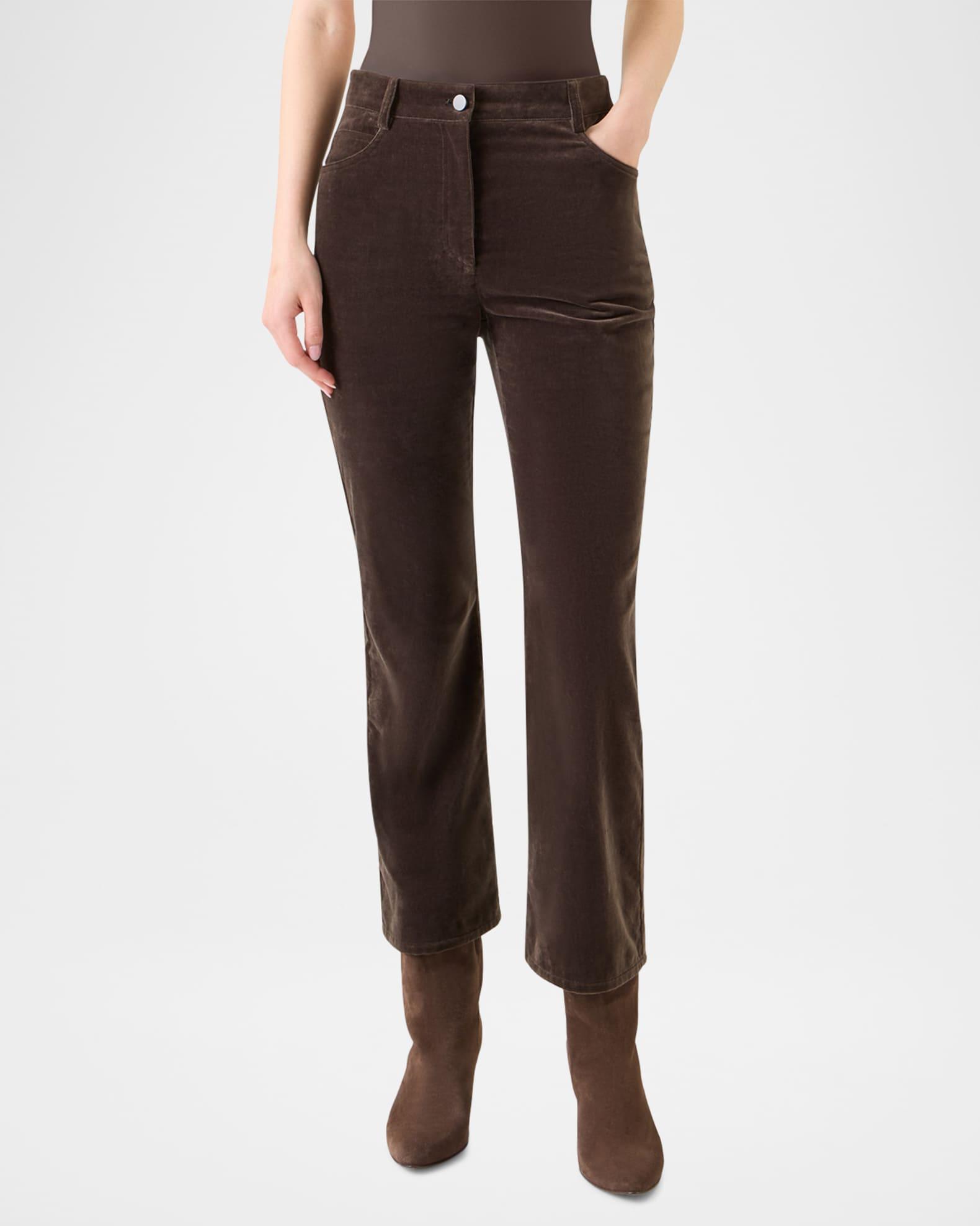 Cali Cropped Stretch Velvet Bootcut Pants Product Image