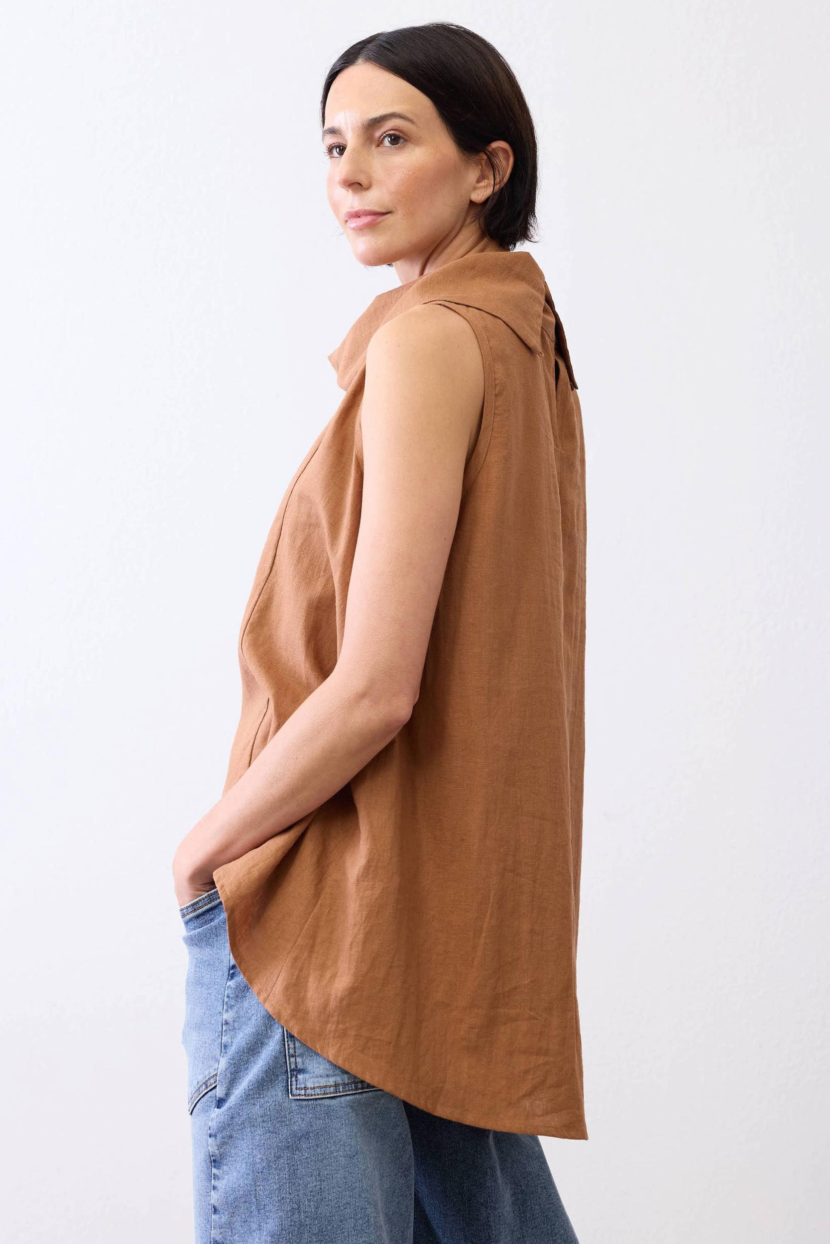 Draped Neck Linen Tunic Product Image