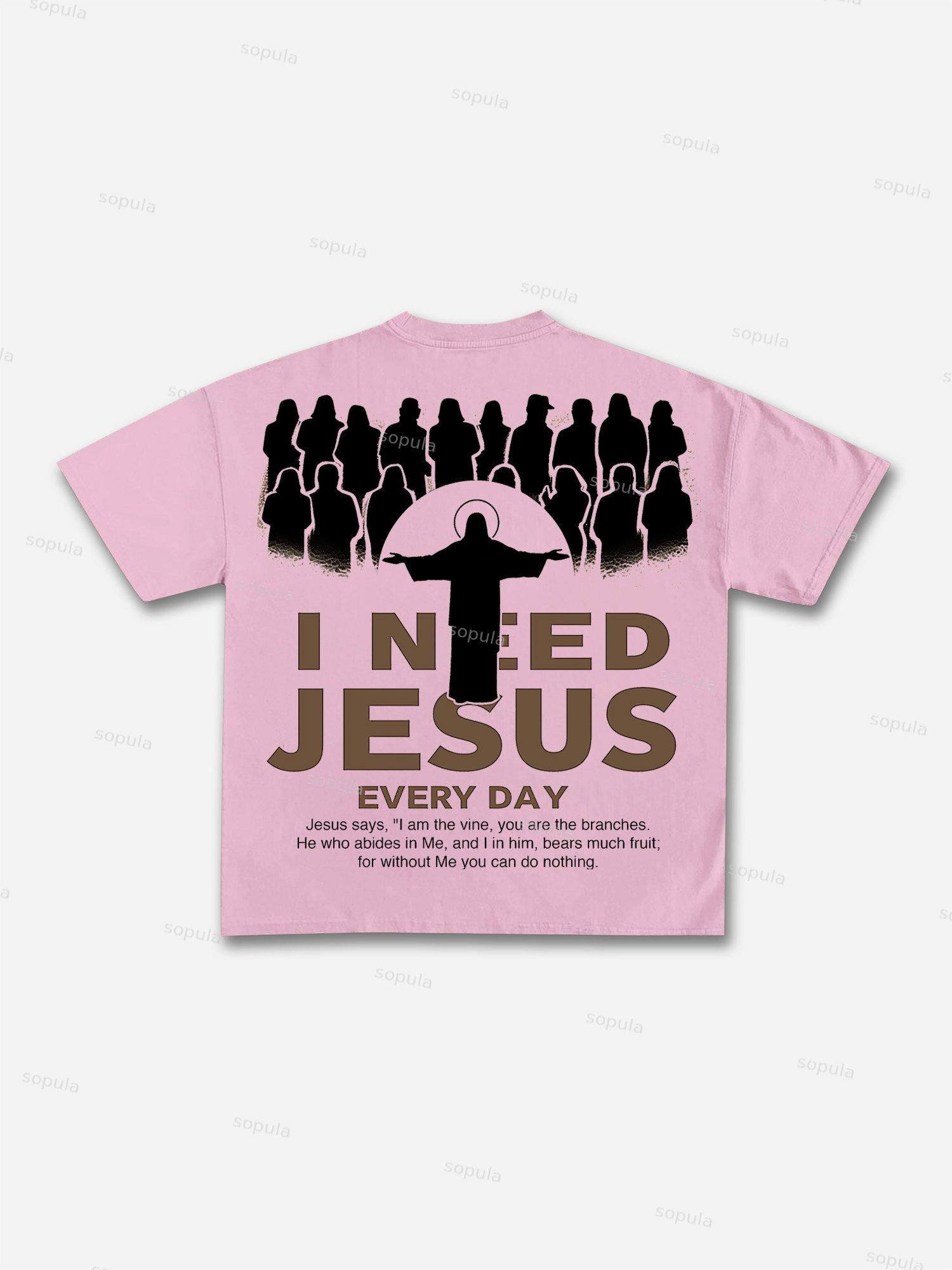 I Need Jesus Cotton T-shirt Product Image