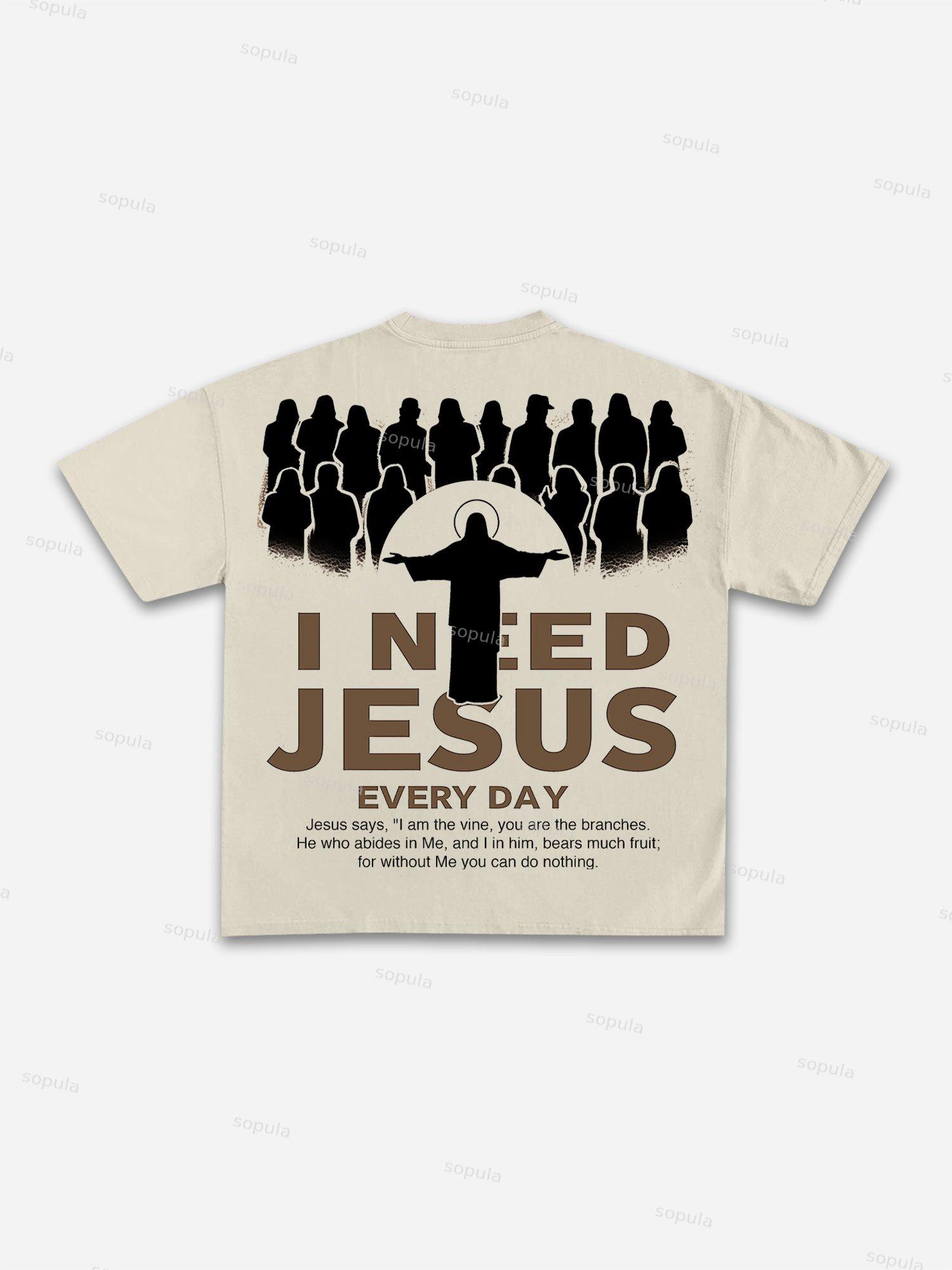 I Need Jesus Cotton T-shirt Product Image