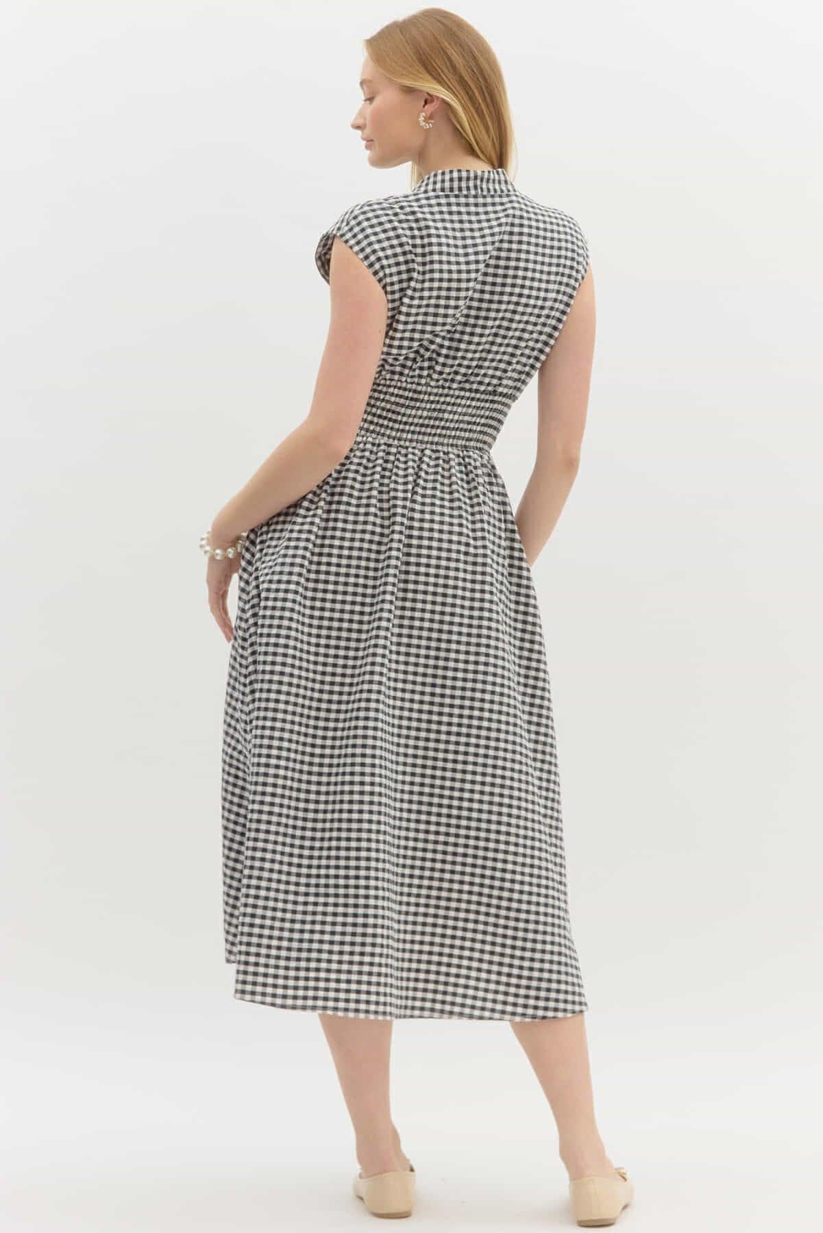 The Charlotte Gingham Midi Dress Product Image