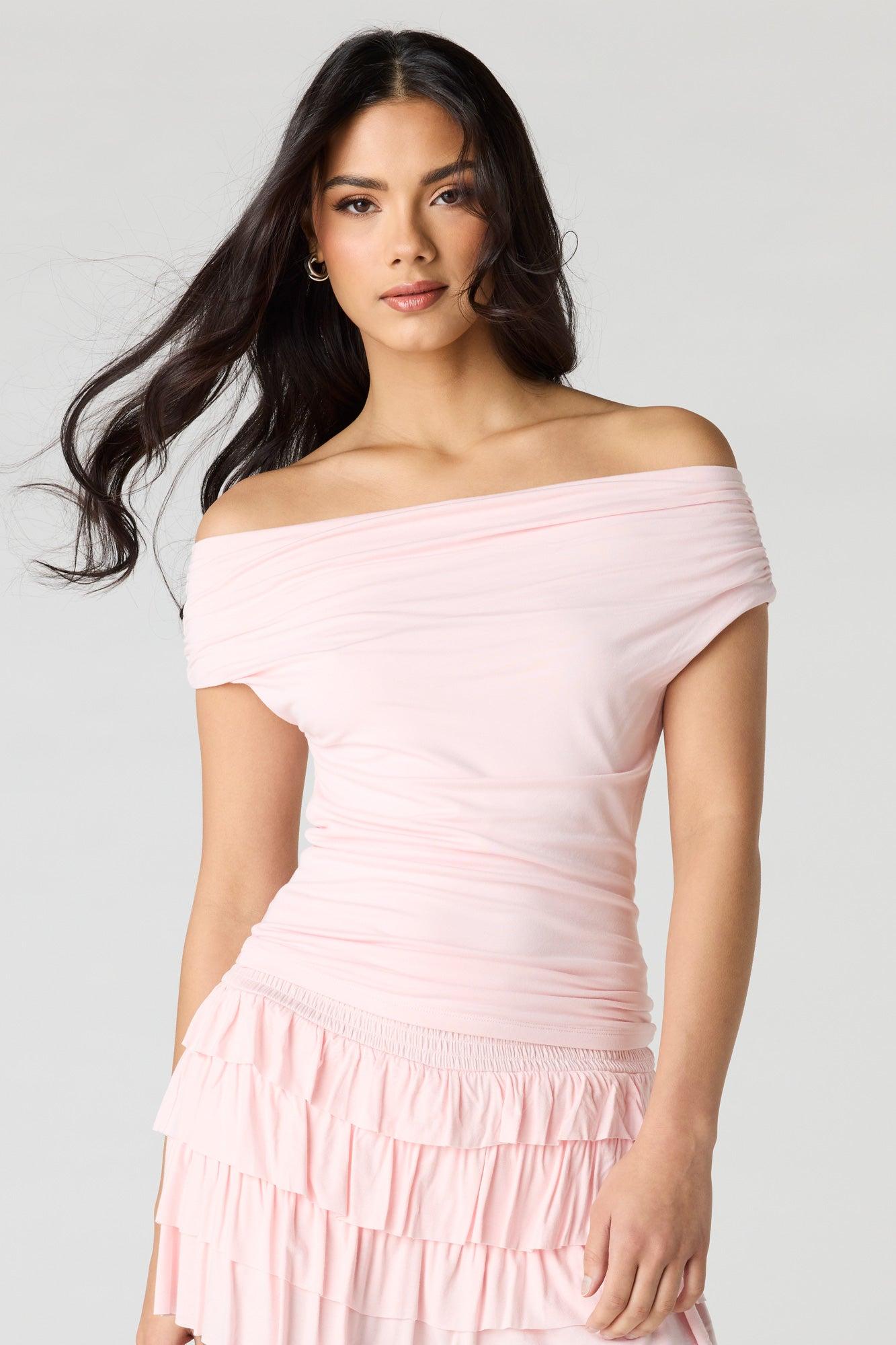 Ruched Off Shoulder Top Female Product Image