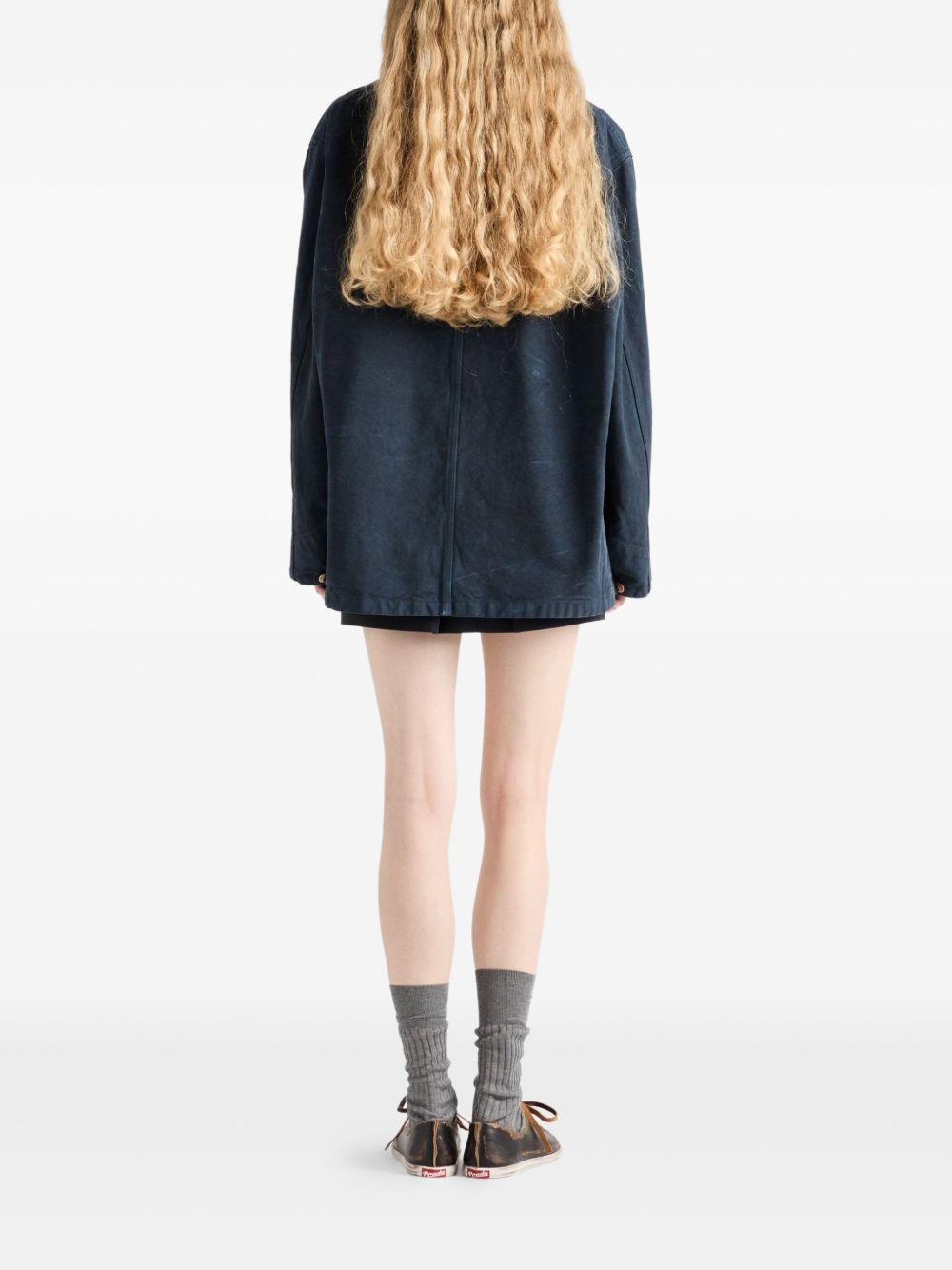 leather-collar button jacket Product Image