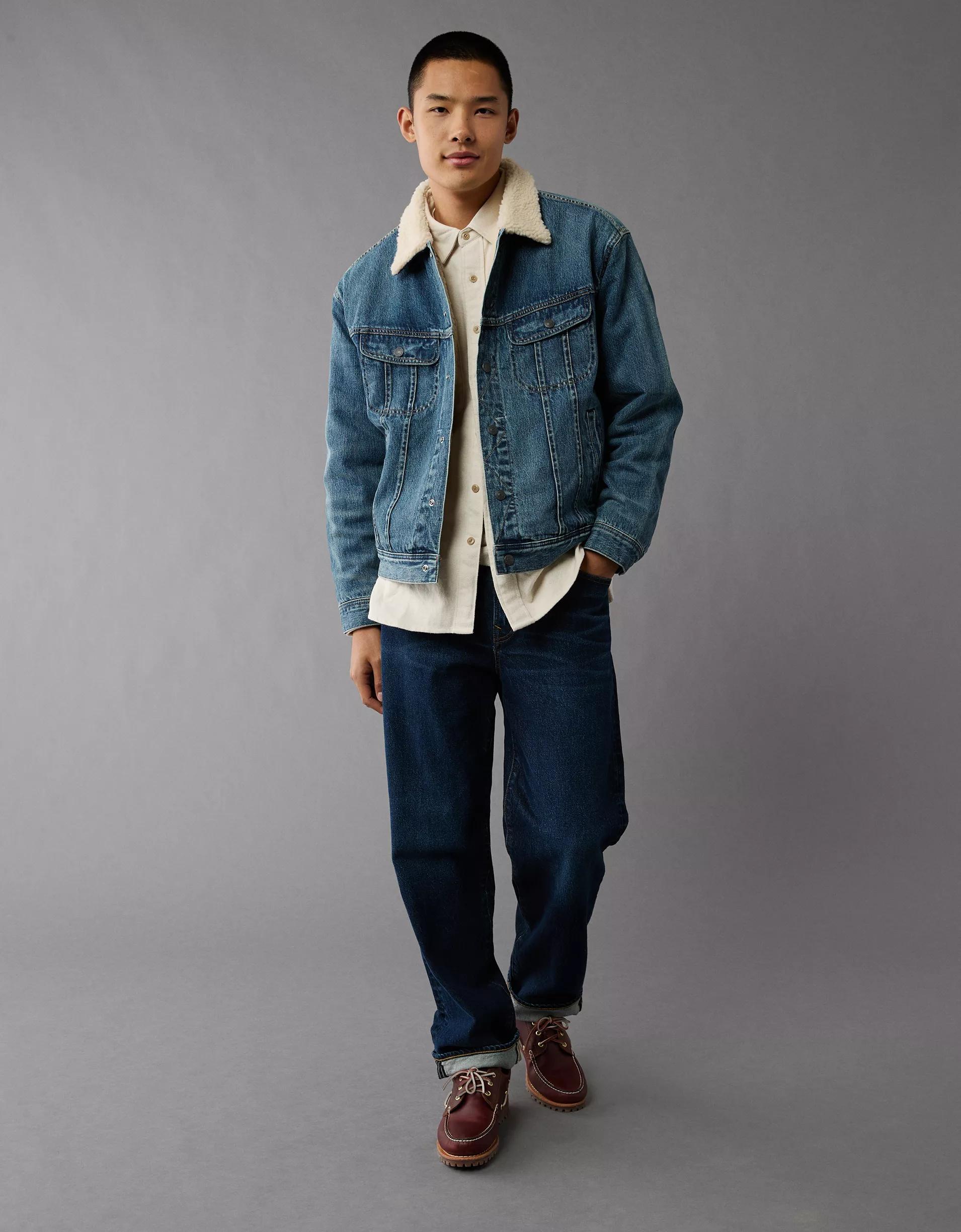 AE Sherpa Denim Trucker Jacket Product Image