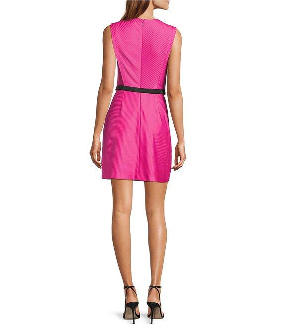 BCBG Sleeveless Belted Short Sheath Knit Dress Product Image