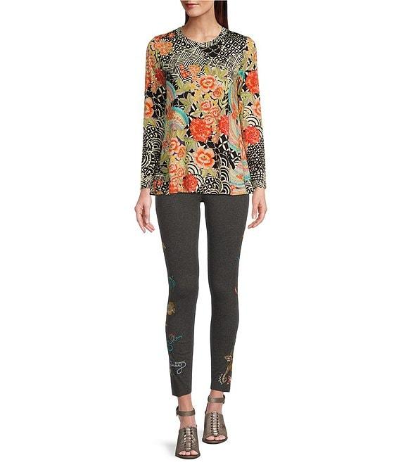 JOHNNY WAS Sunrise Favorite Patchwork Floral Geo Print Long Sleeve Tee Shirt Product Image