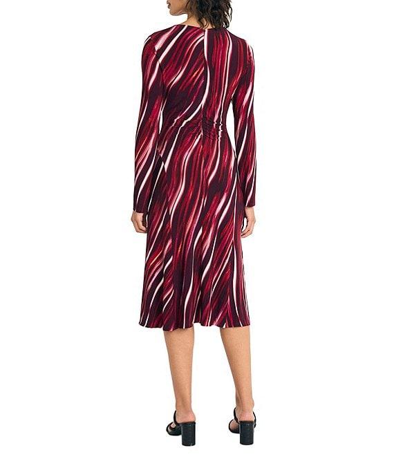 Maggy London Long Sleeve Printed A-Line Midi Dress Product Image
