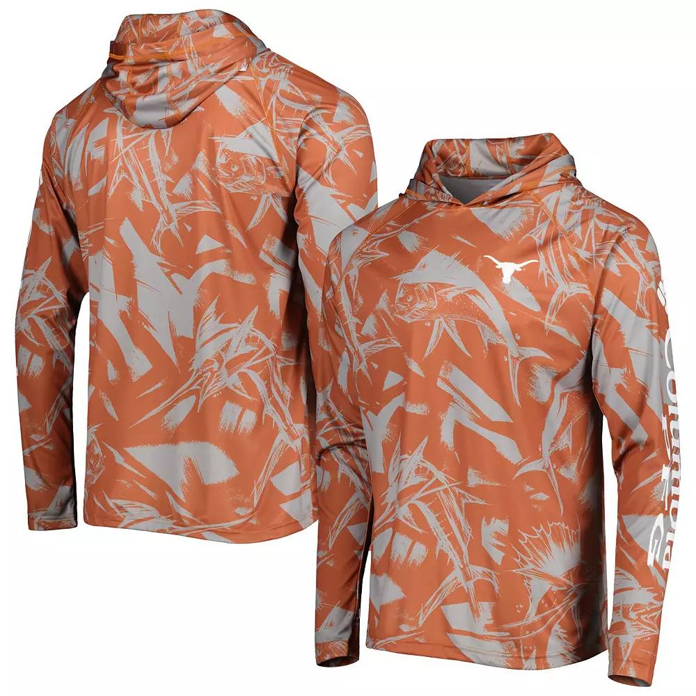 Men's Columbia Texas Orange/Gray Texas Longhorns Super Terminal Tackle Omni-Shade Raglan Long Sleeve Hoodie T-Shirt, Size: Medium, Team Product Image