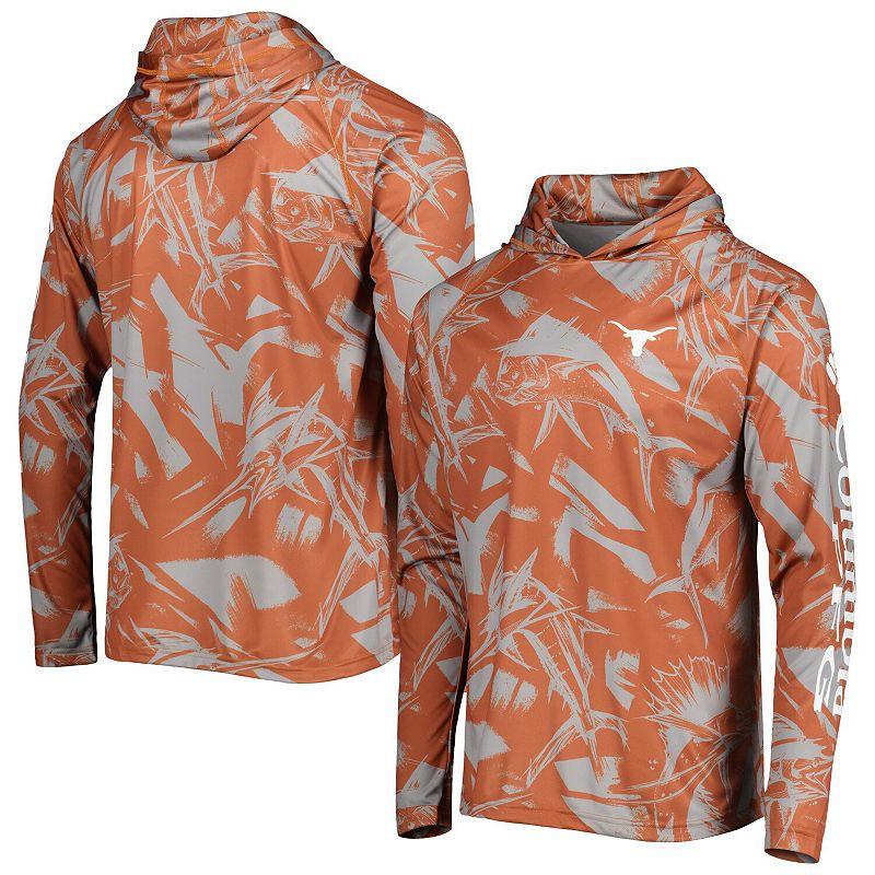 Men's Columbia Texas Orange/Gray Texas Longhorns Super Terminal Tackle Omni-Shade Raglan Long Sleeve Hoodie T-Shirt, Size: Medium, Team Product Image