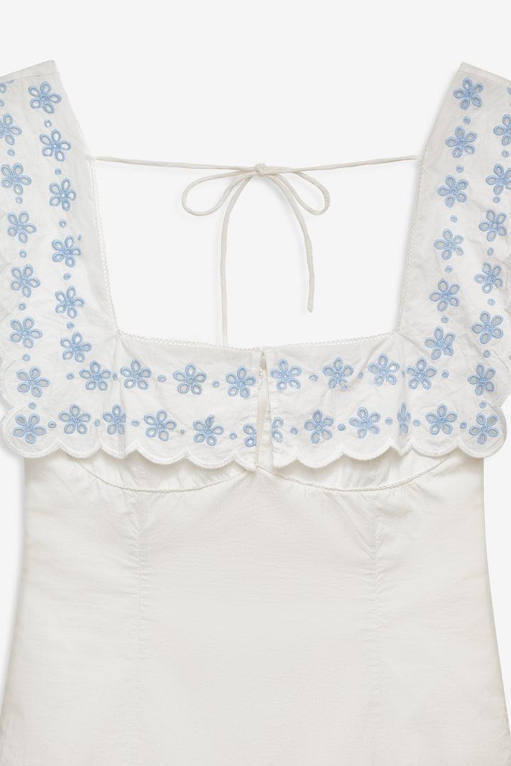 Poppy Collared Mini Dress — White Product Image