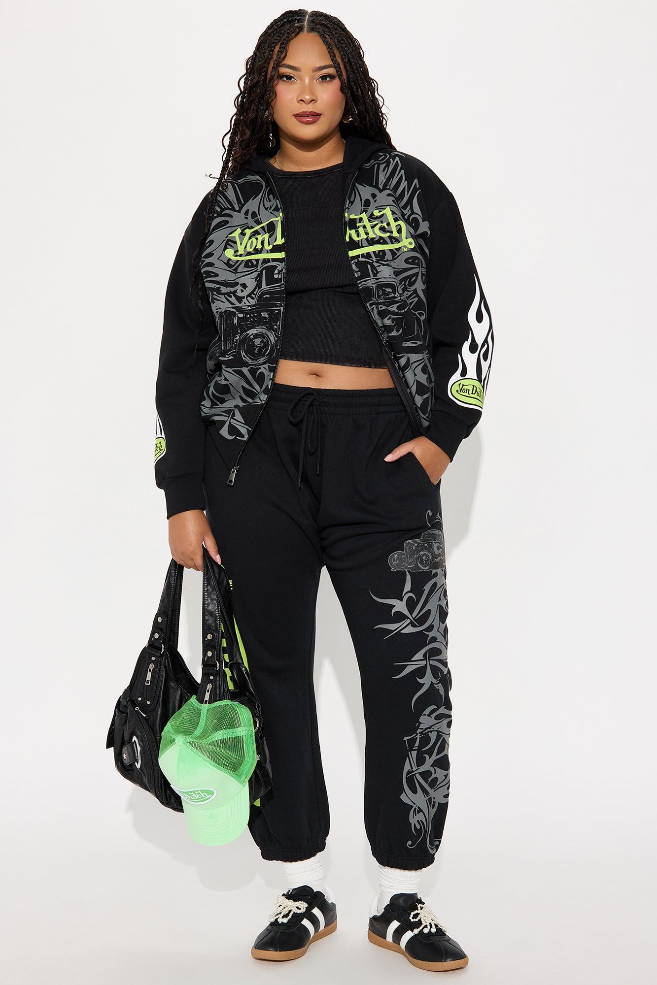 Von Dutch Car Show Zip Front Hoodie - Black/Green Product Image