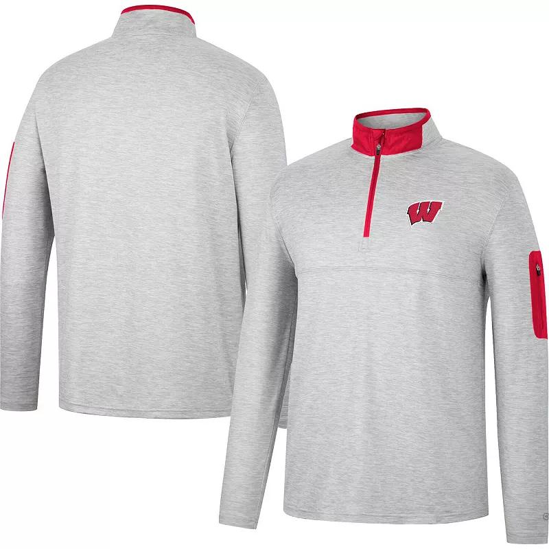 Men's Colosseum Heathered Gray/Crimson Oklahoma Sooners Country Club Windshirt Quarter-Zip Jacket,  Product Image