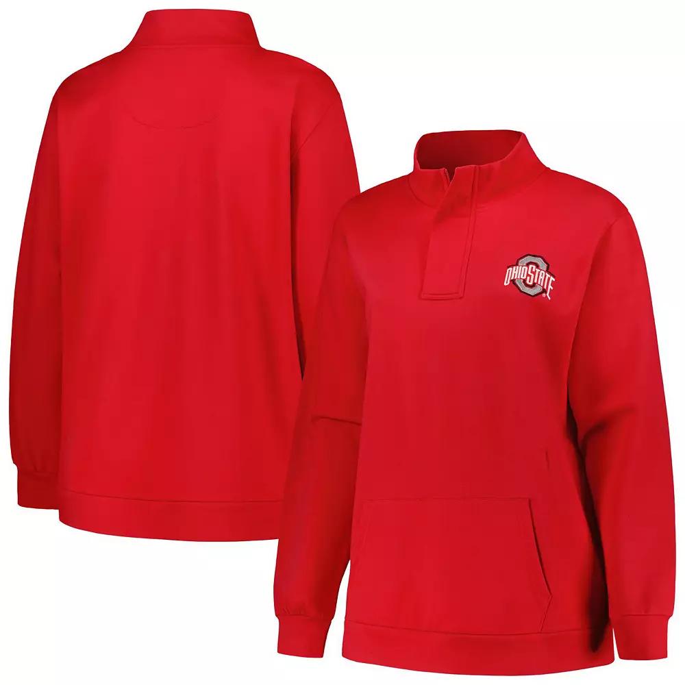 Women's Profile Scarlet Ohio State Buckeyes Plus Size Fleece Quarter-Zip Jacket, Size: 1XL, Red Product Image