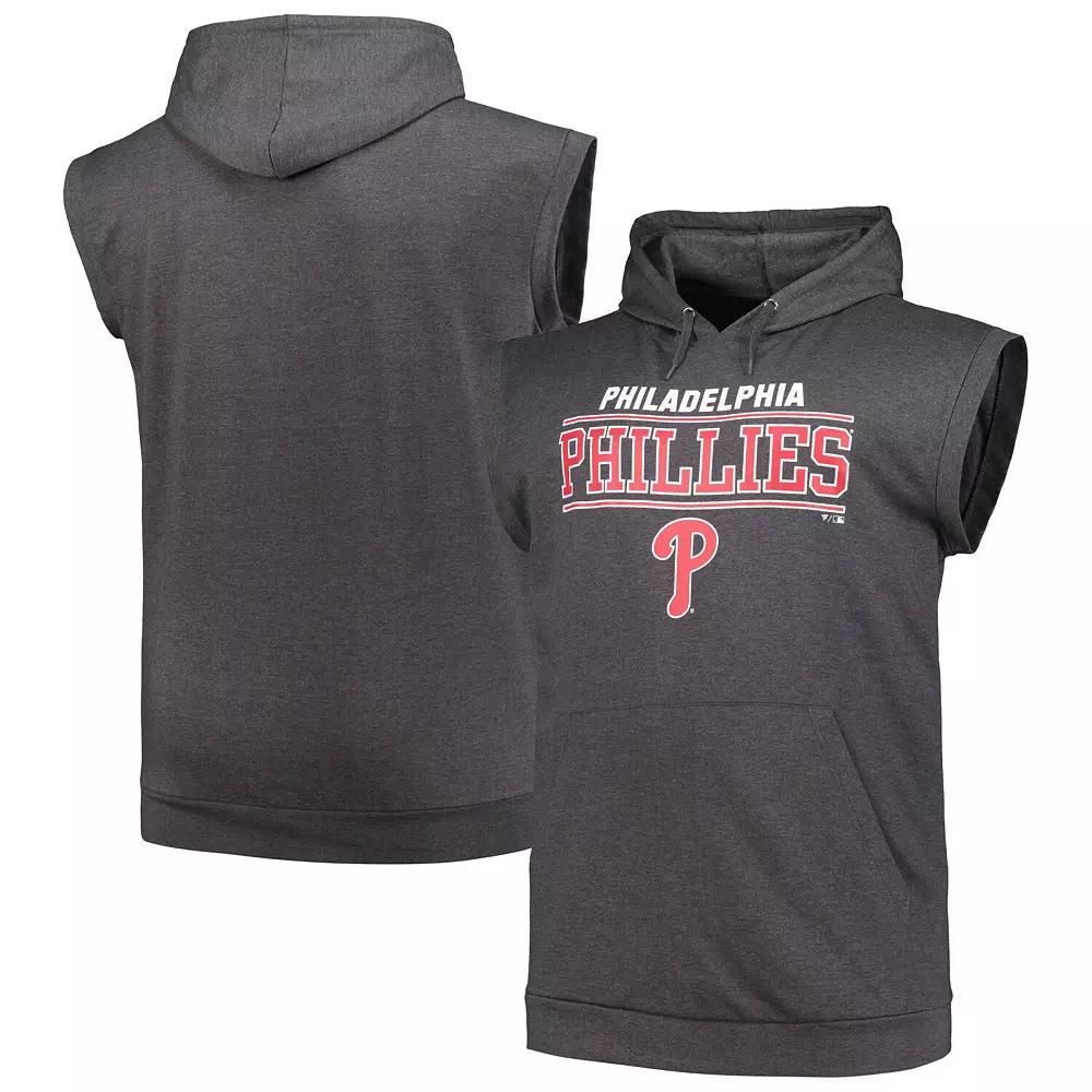 Men's Profile Heather Charcoal Philadelphia Phillies Big & Tall Muscle Sleeveless Pullover Hoodie,  Product Image