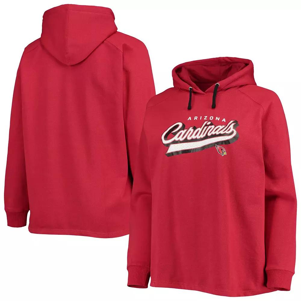 Women's Fanatics Branded Cardinal Arizona Cardinals Plus Size First Contact Raglan Pullover Hoodie, Size: 2XL, Red Product Image