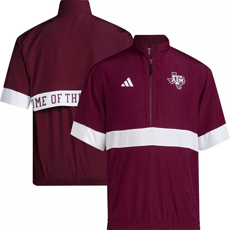 Men's adidas Maroon Texas A&M Aggies Strategy Short Sleeve Half-Zip Jacket, Size: Small, Red Product Image