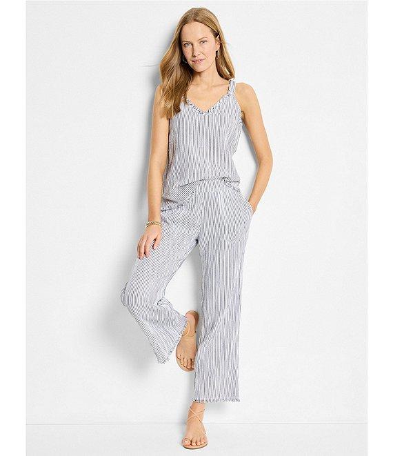 NIC + ZOE Pinstripe Gauze Wide Leg Ankle Coordinating Pants Product Image