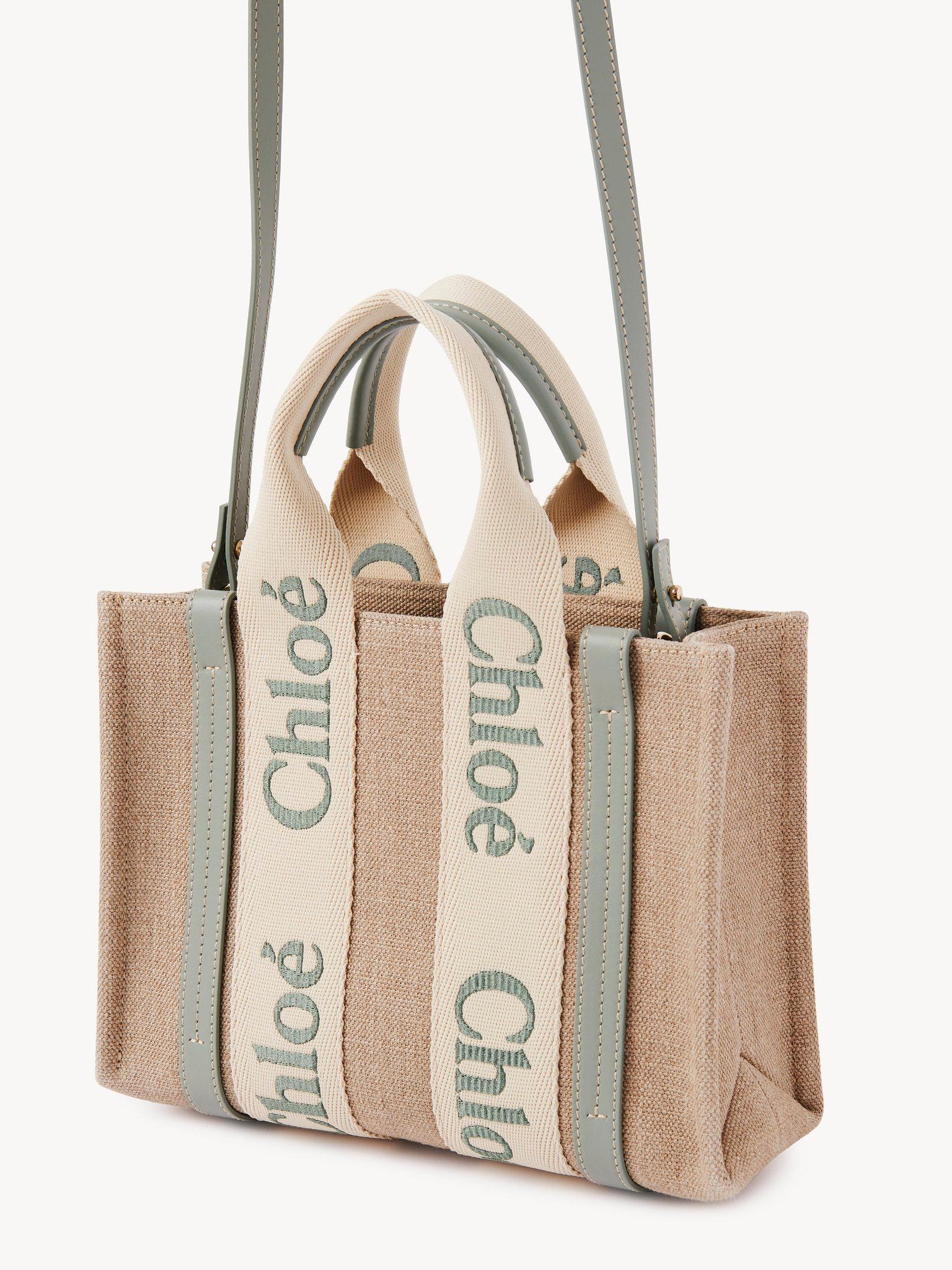 Small Woody tote bag in linen Product Image
