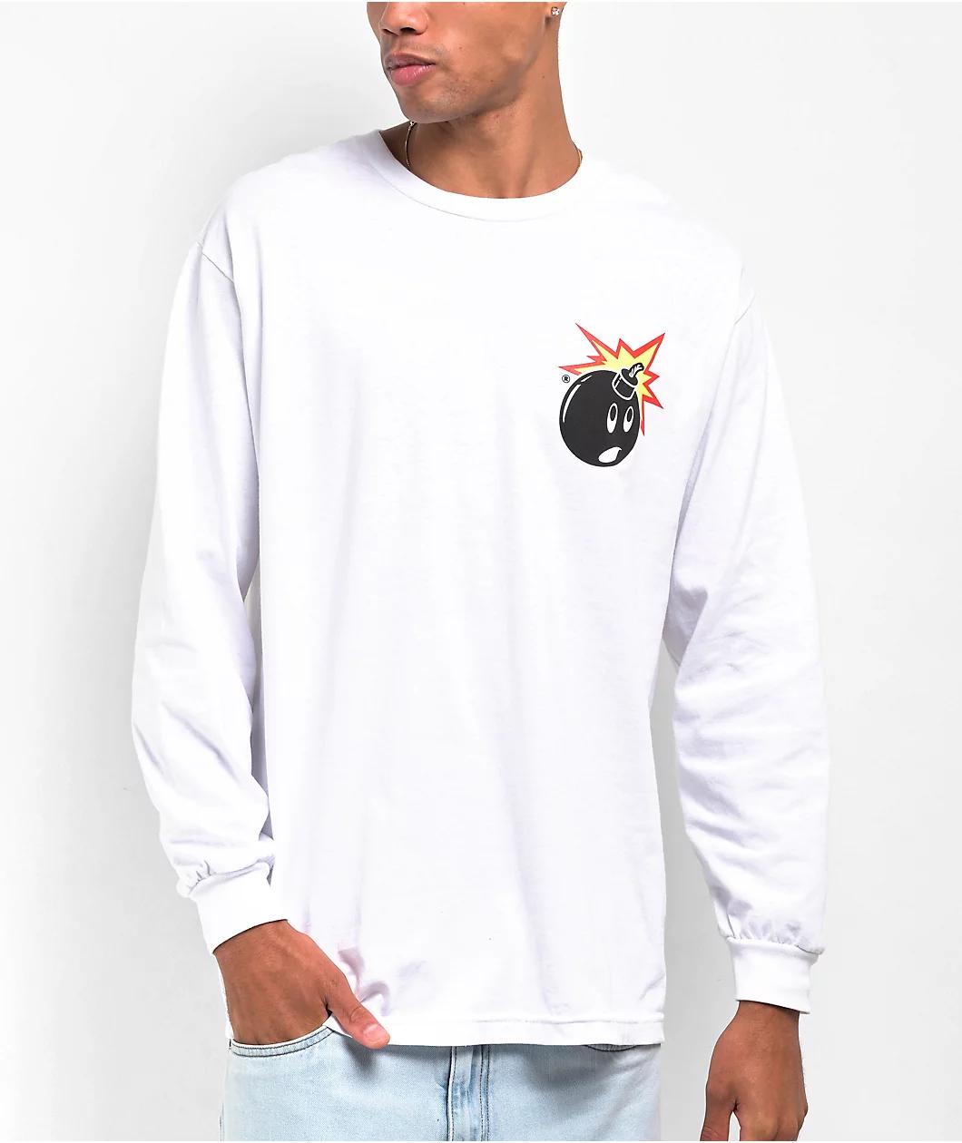 Adam Bomb White Long Sleeve T-Shirt Product Image
