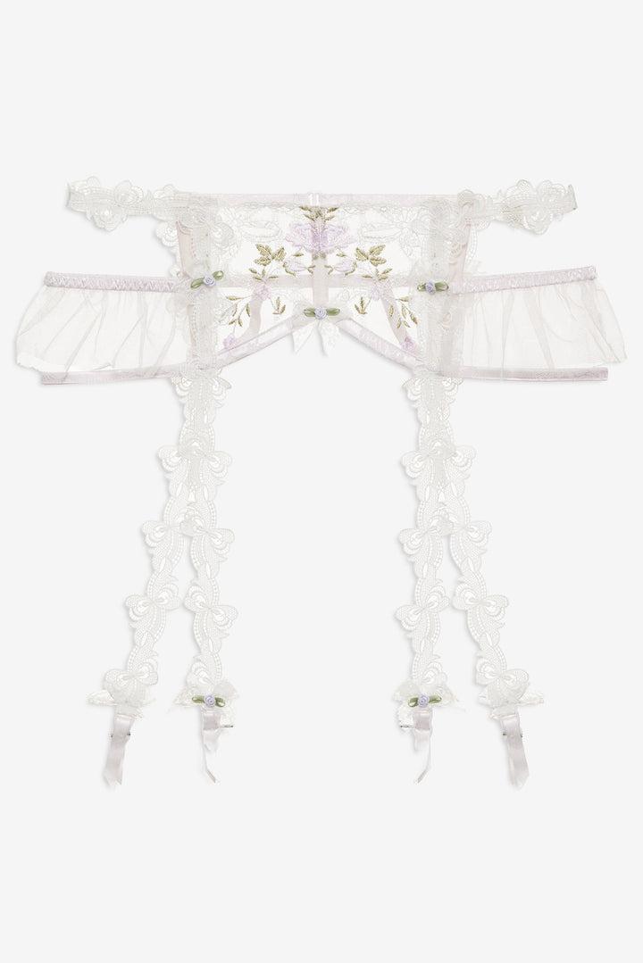 Lattice Bows Garter Belt — White Product Image