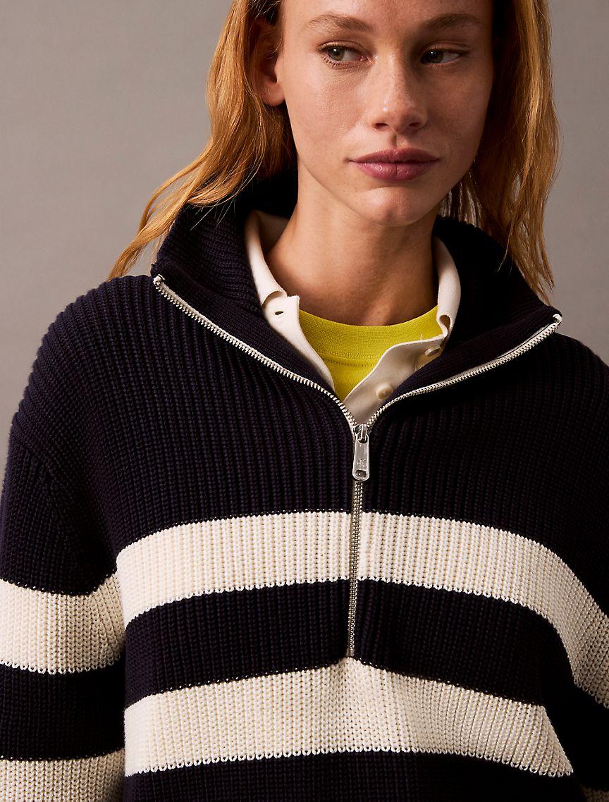 Smooth Cotton Chunky Quarter-Zip Sweater Product Image