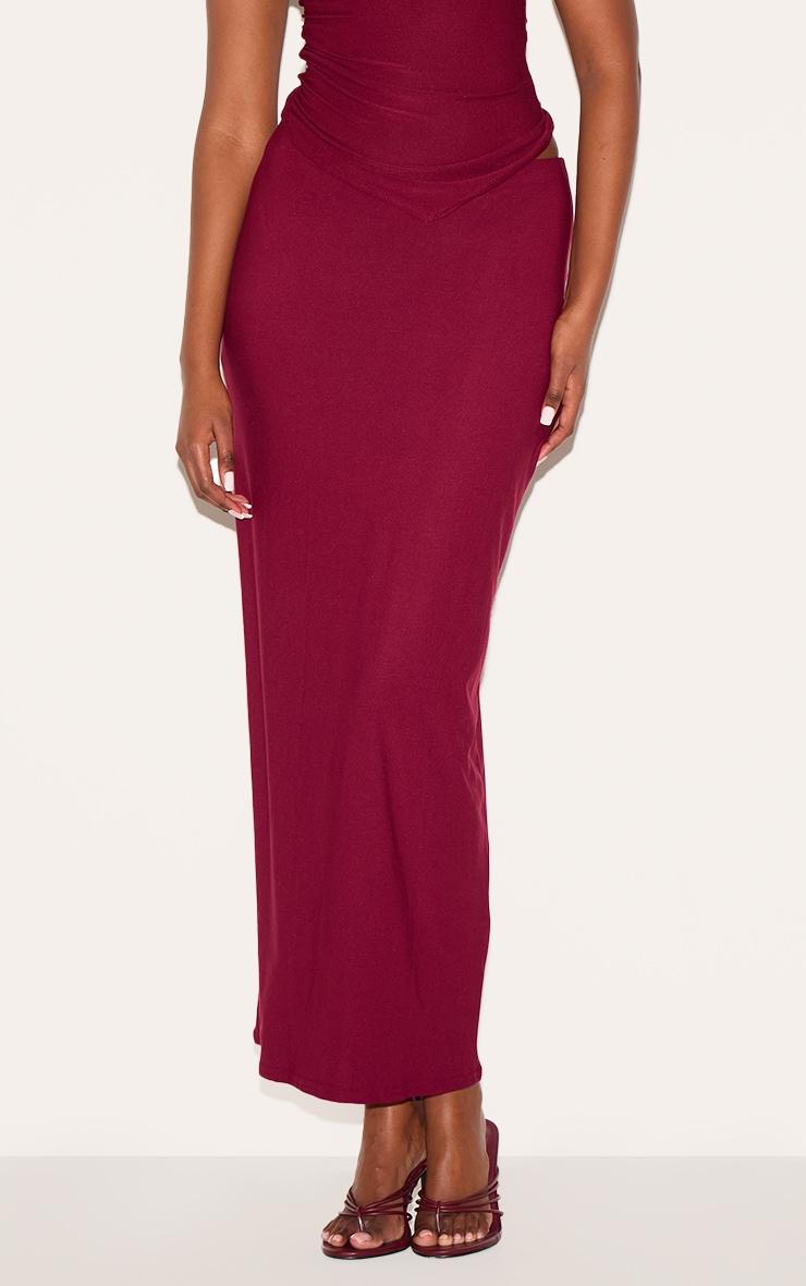 Burgundy Soft Touch Mid Rise Maxi Skirt Product Image