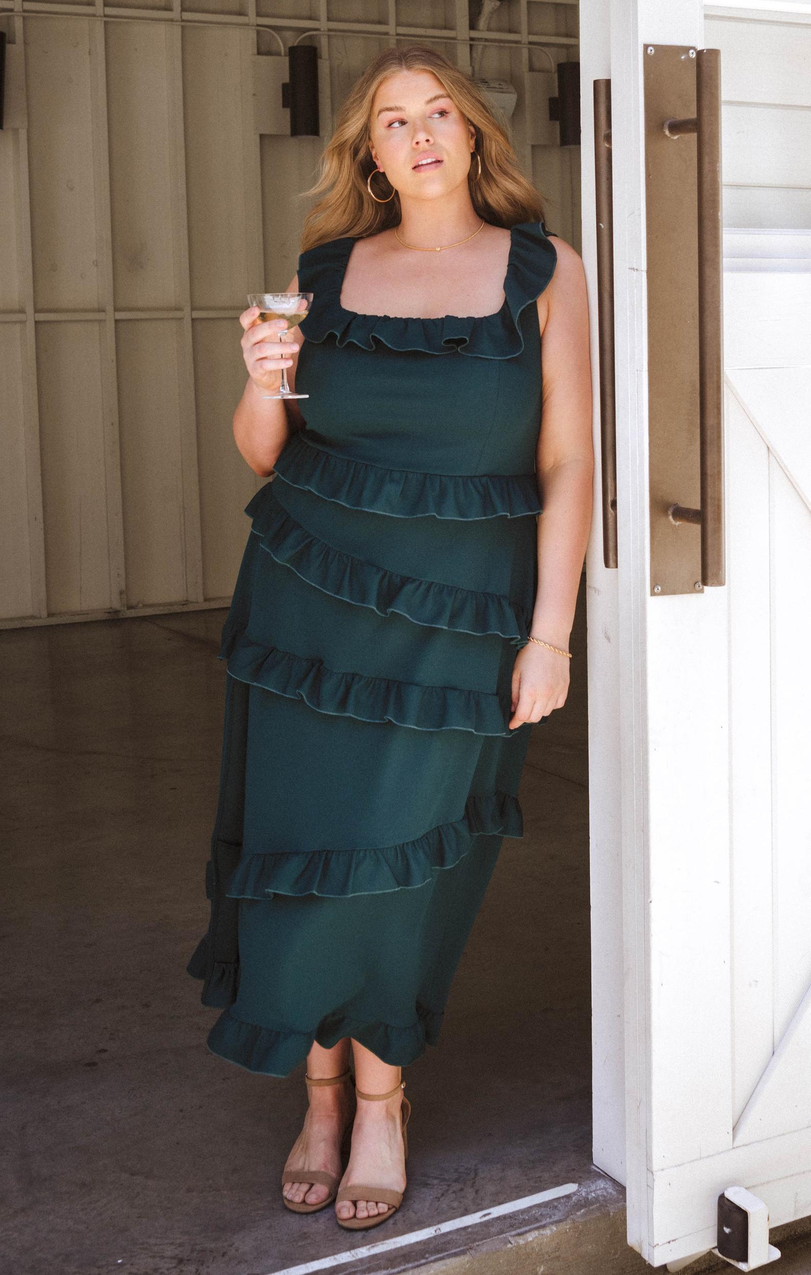 Greta Dress ~ Emerald Stretch Product Image