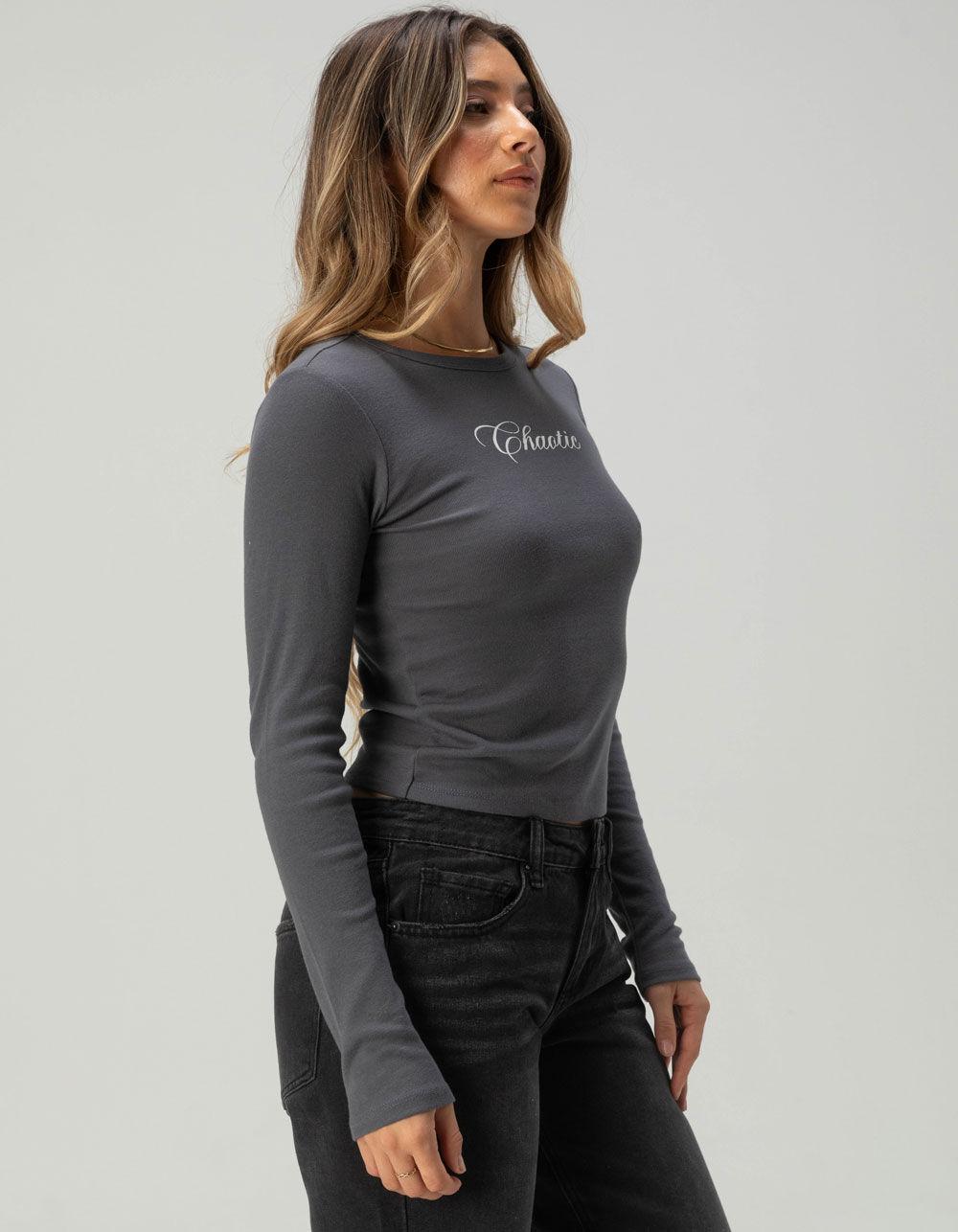 RSQ Womens Chaotic Baby Tee - GRAY Product Image