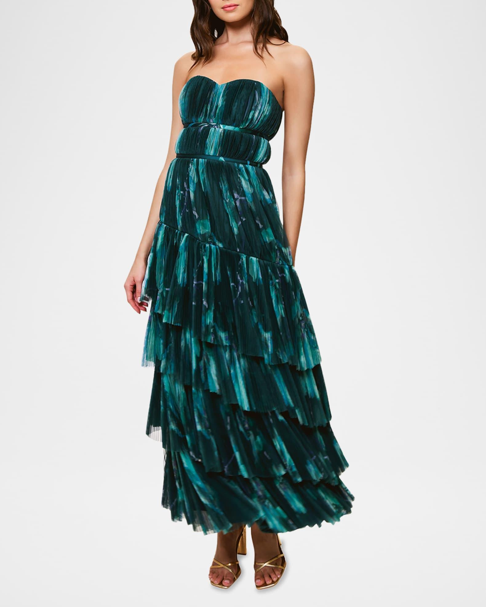 Lanza Strapless Pleated Tulle Gown Product Image