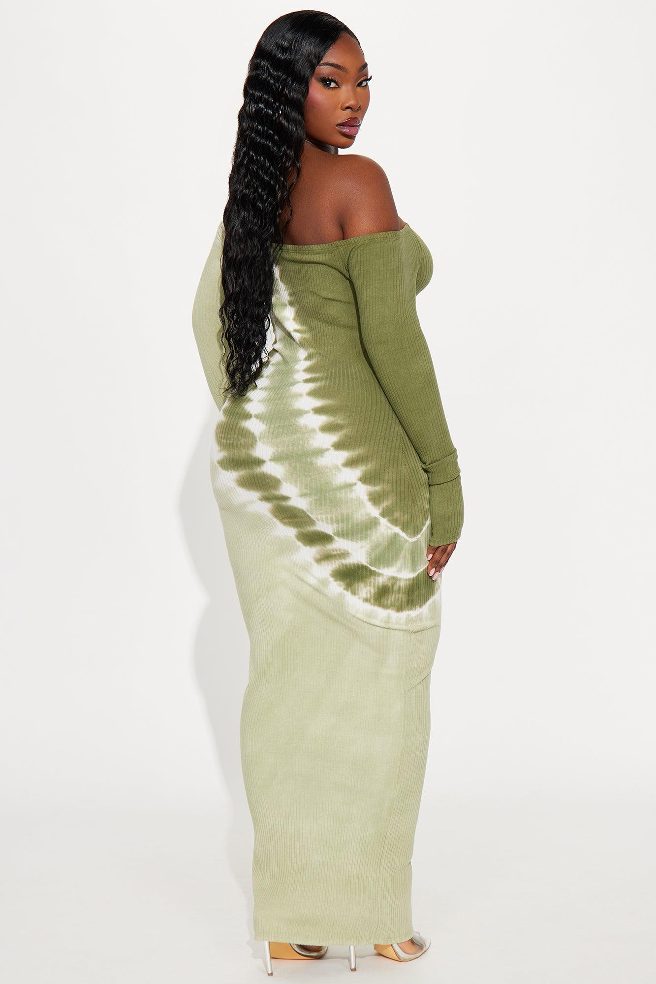 Beatrice Tie Dye Ribbed Maxi Dress - Olive/combo Female Product Image