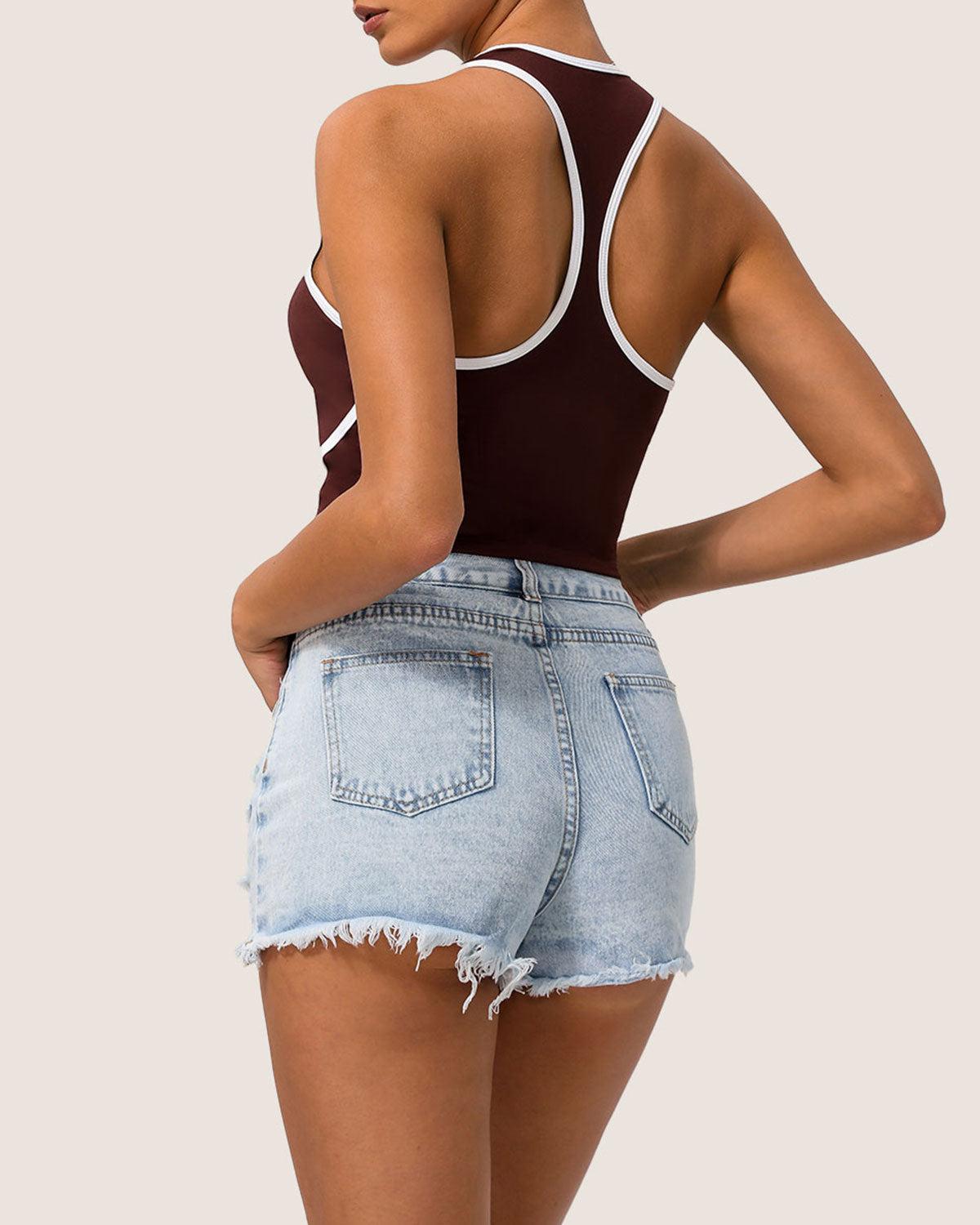 Brown Scoop Neck Yoga Tank Top - Light Support Product Image