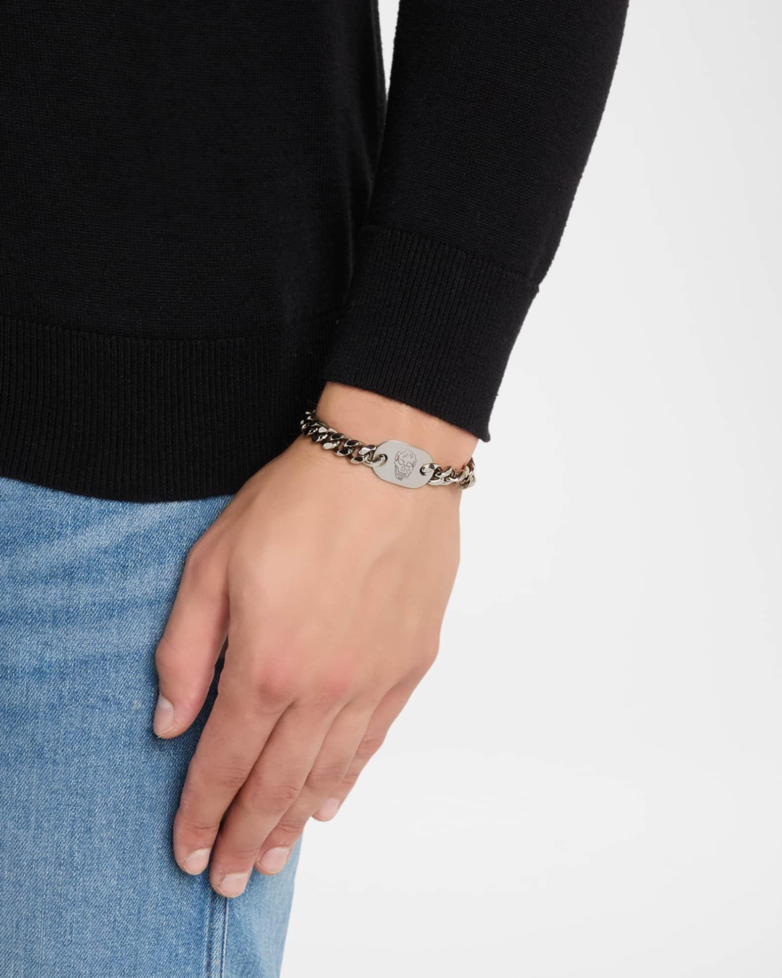 Men's Skull Plate Cuban Chain Bracelet Product Image