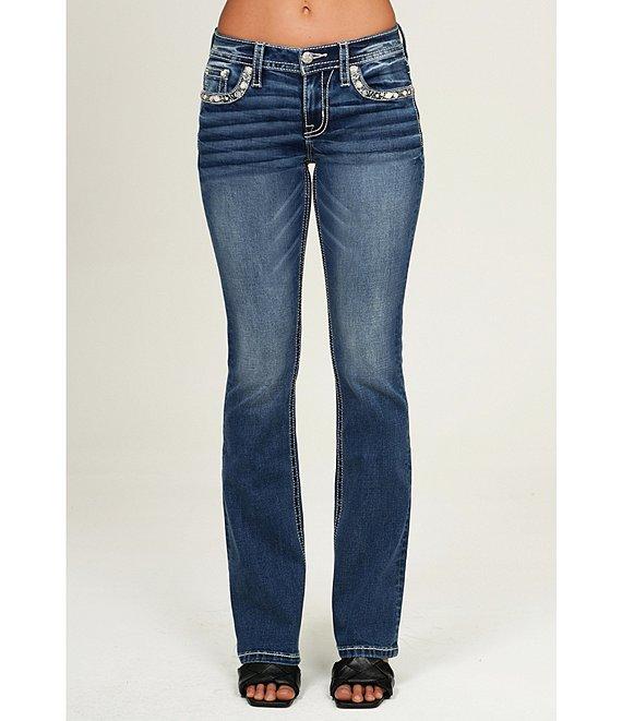 Miss Me Mid Rise Bootcut Embellished Pocket Jeans Product Image