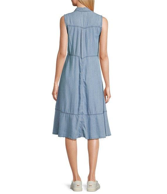 Nurture Collared Sleeveless Button Front Midi Dress Product Image