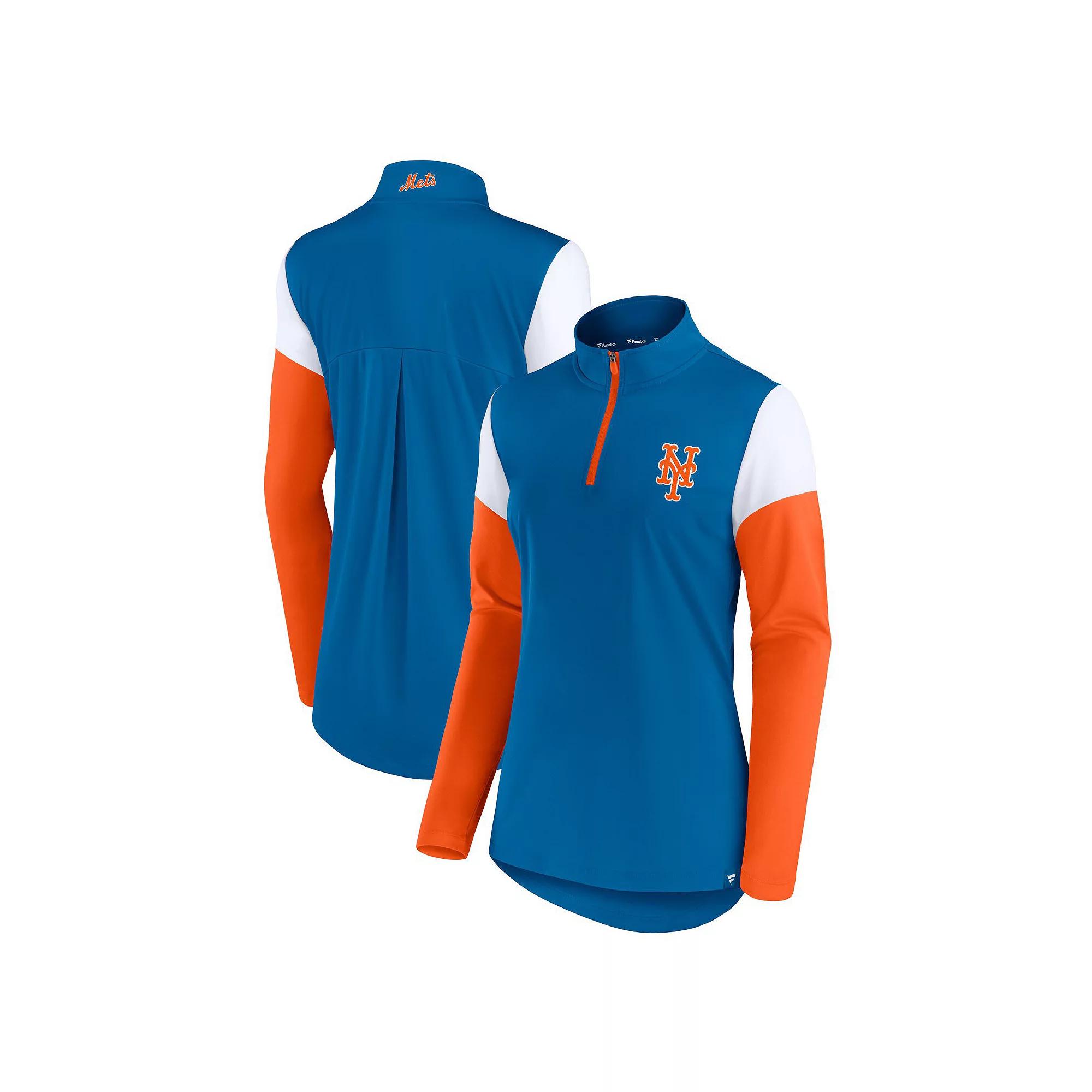 Women's Fanatics Branded Royal/Orange New York Mets Authentic Fleece Quarter-Zip Jacket, Size: Large, Blue Product Image