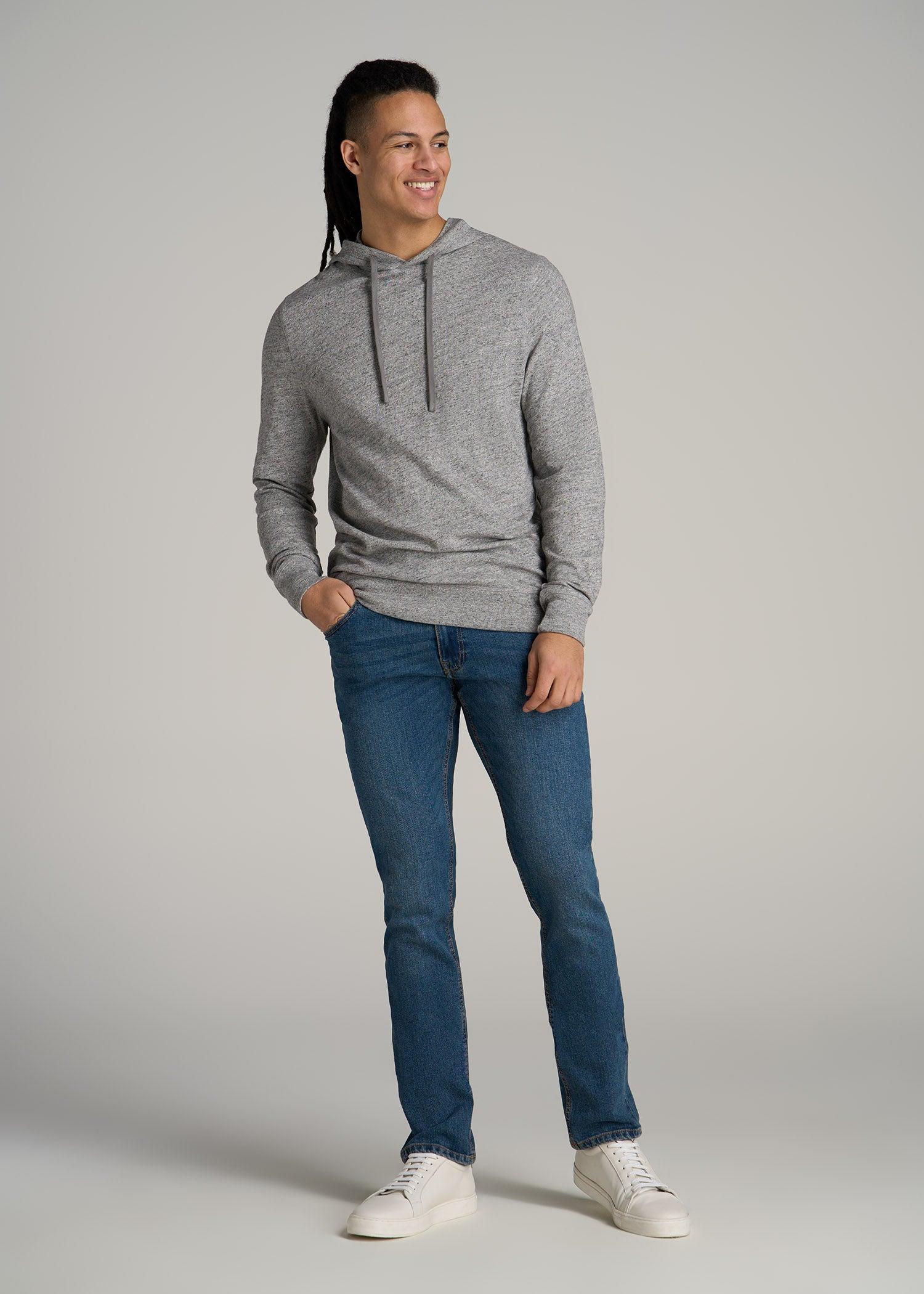 Sunwashed Slub Pullover Hoodie for Tall Men in Heathered Grey Male Product Image