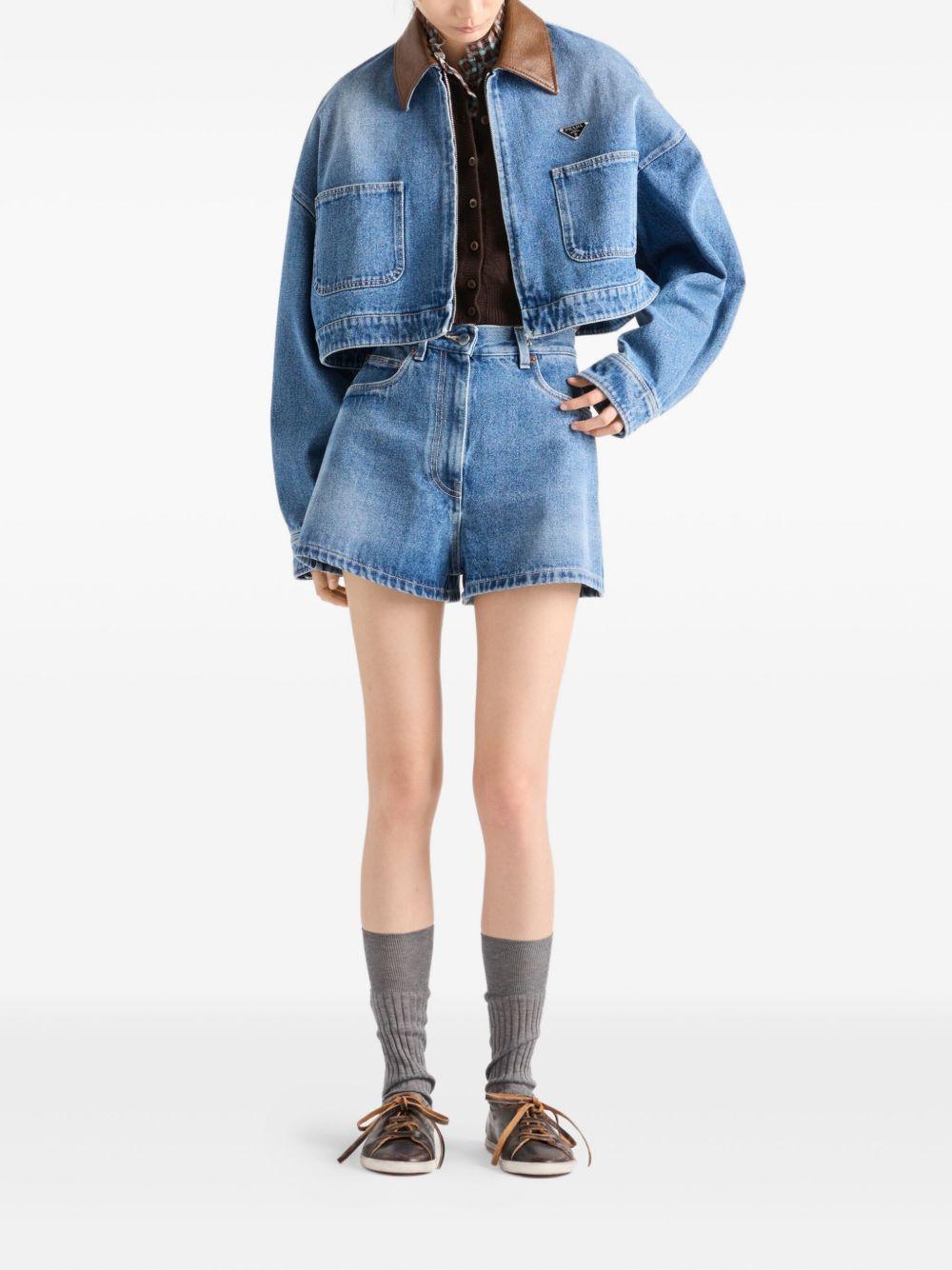high-rise patch-pocket denim shorts Product Image