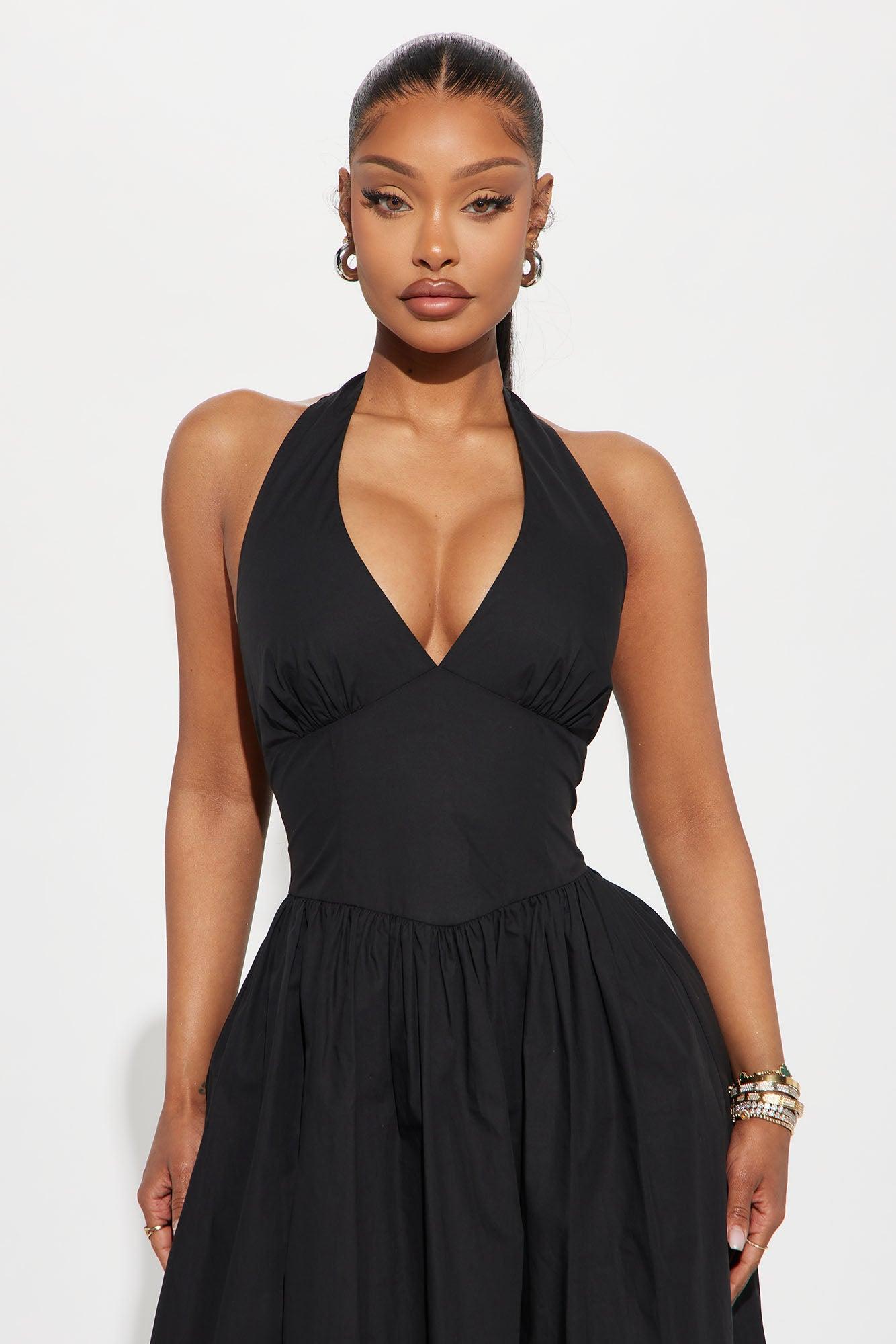 Serenita Poplin Maxi Dress - Black Product Image