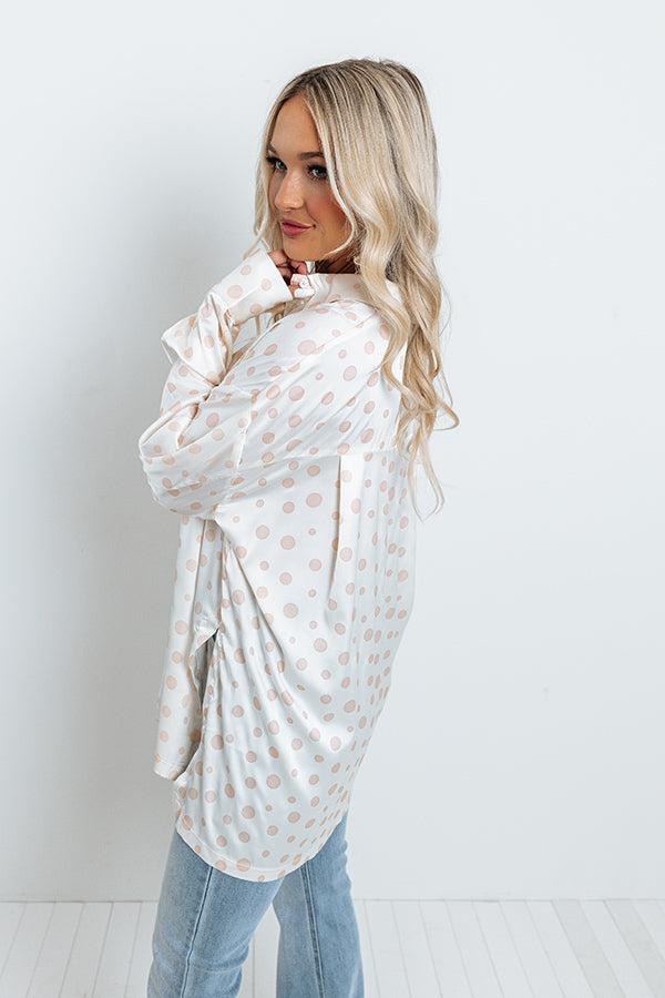 Busy In The City Polka Dot Top in Cream Product Image