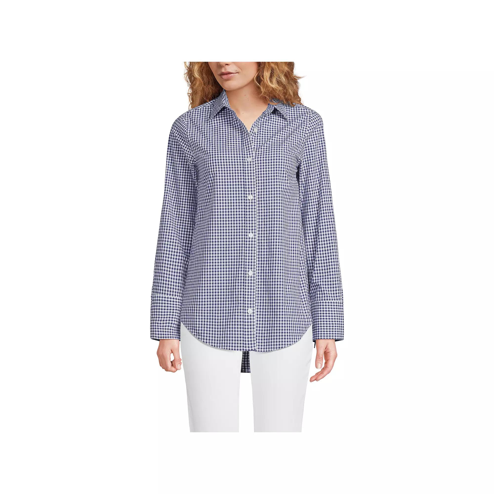 Women's Lands' End Poplin Tie Sleeve Shirt,  Product Image