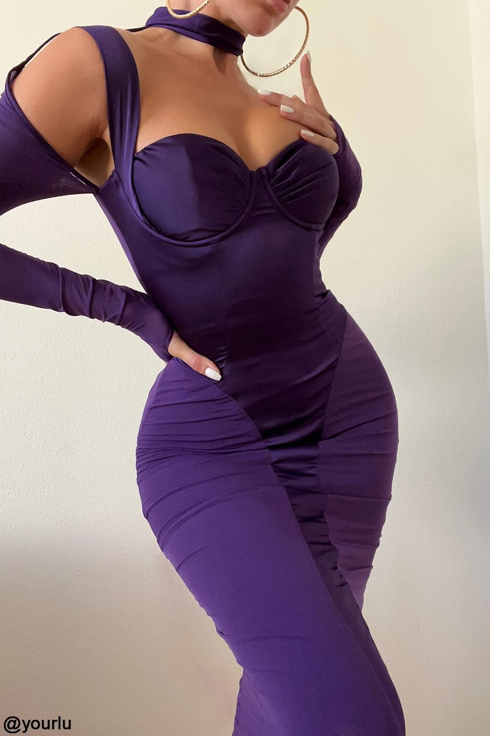 Talika  grape corset midi dress Product Image