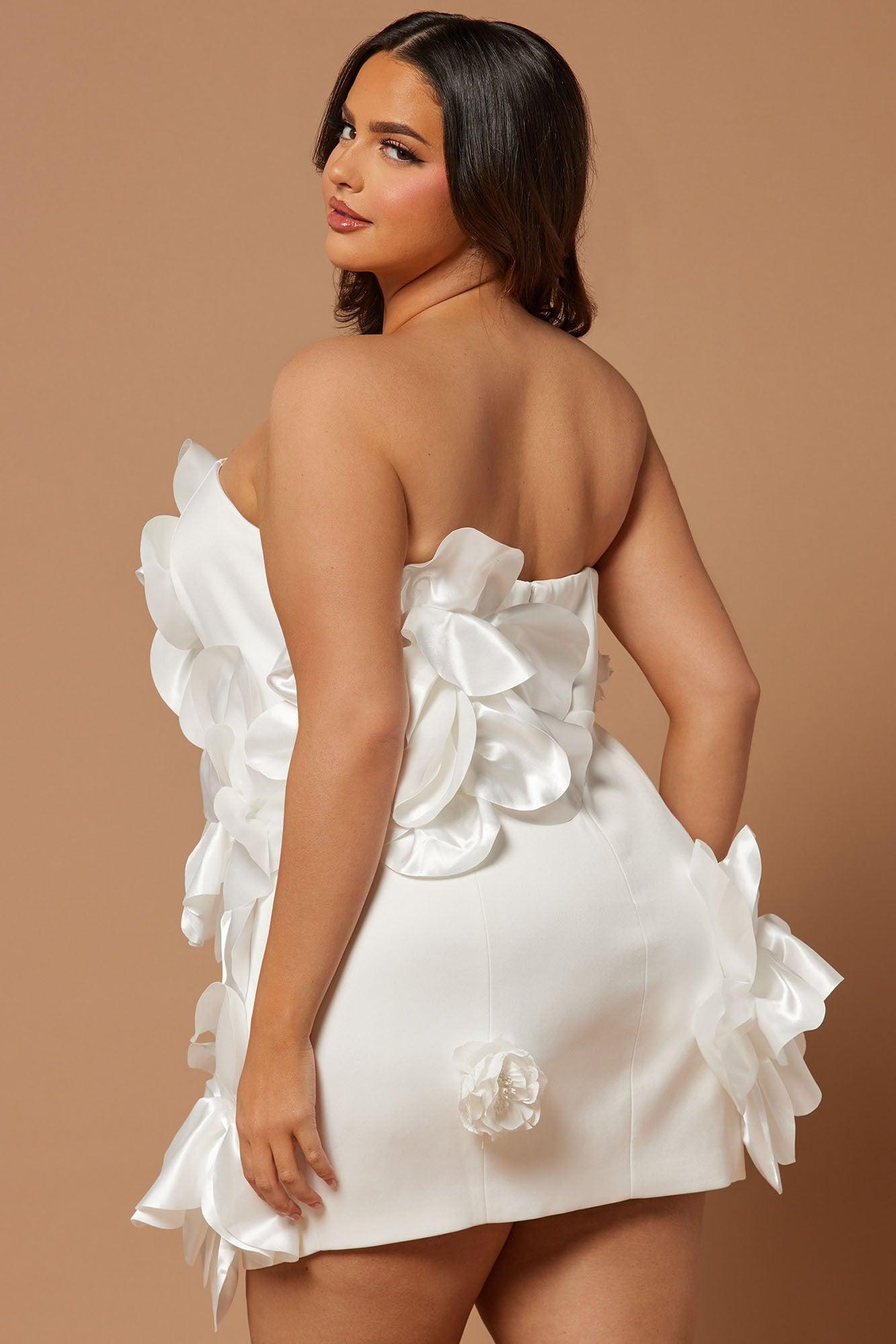 Abbie Satin Mini Dress - White Product Image