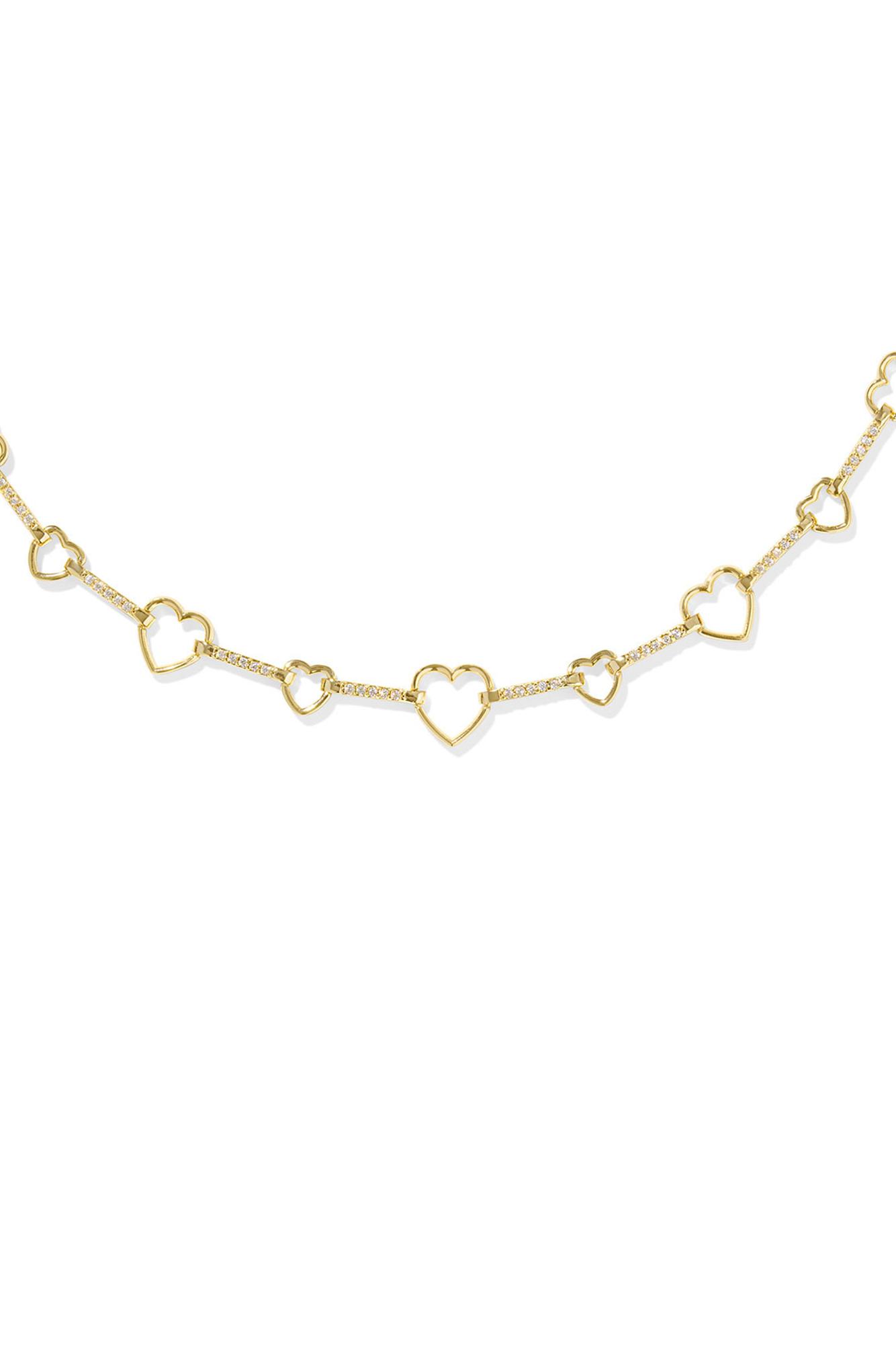 Haisley Heart Gold Strand Necklace White Crystal Product Image