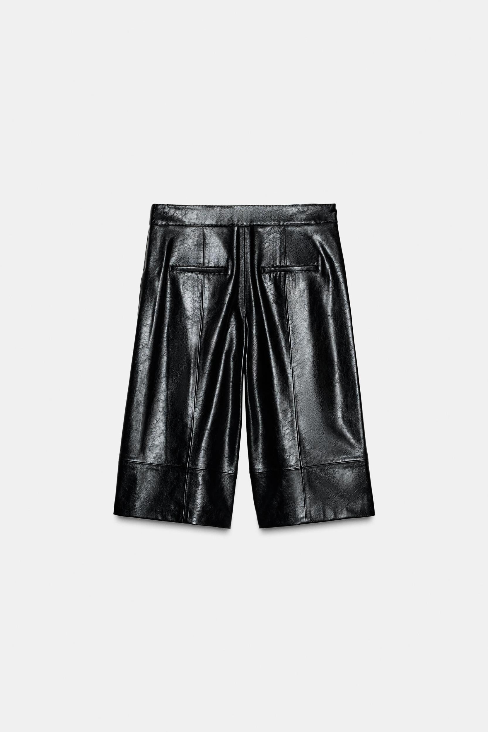 FAUX LEATHER LONG SHORTS Product Image