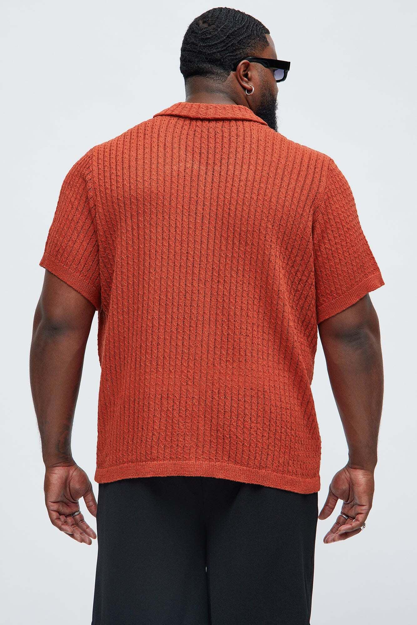 Perez Stripe Knit Shirt - Rust Product Image