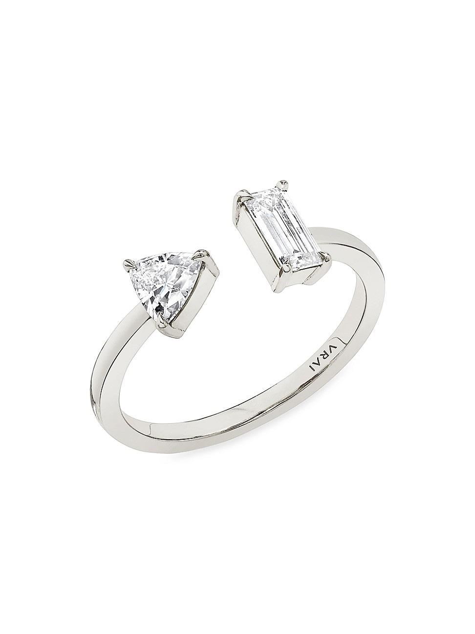 Womens 14K White Gold & 0.25 TCW Lab-Grown Diamond Cuff Ring Product Image